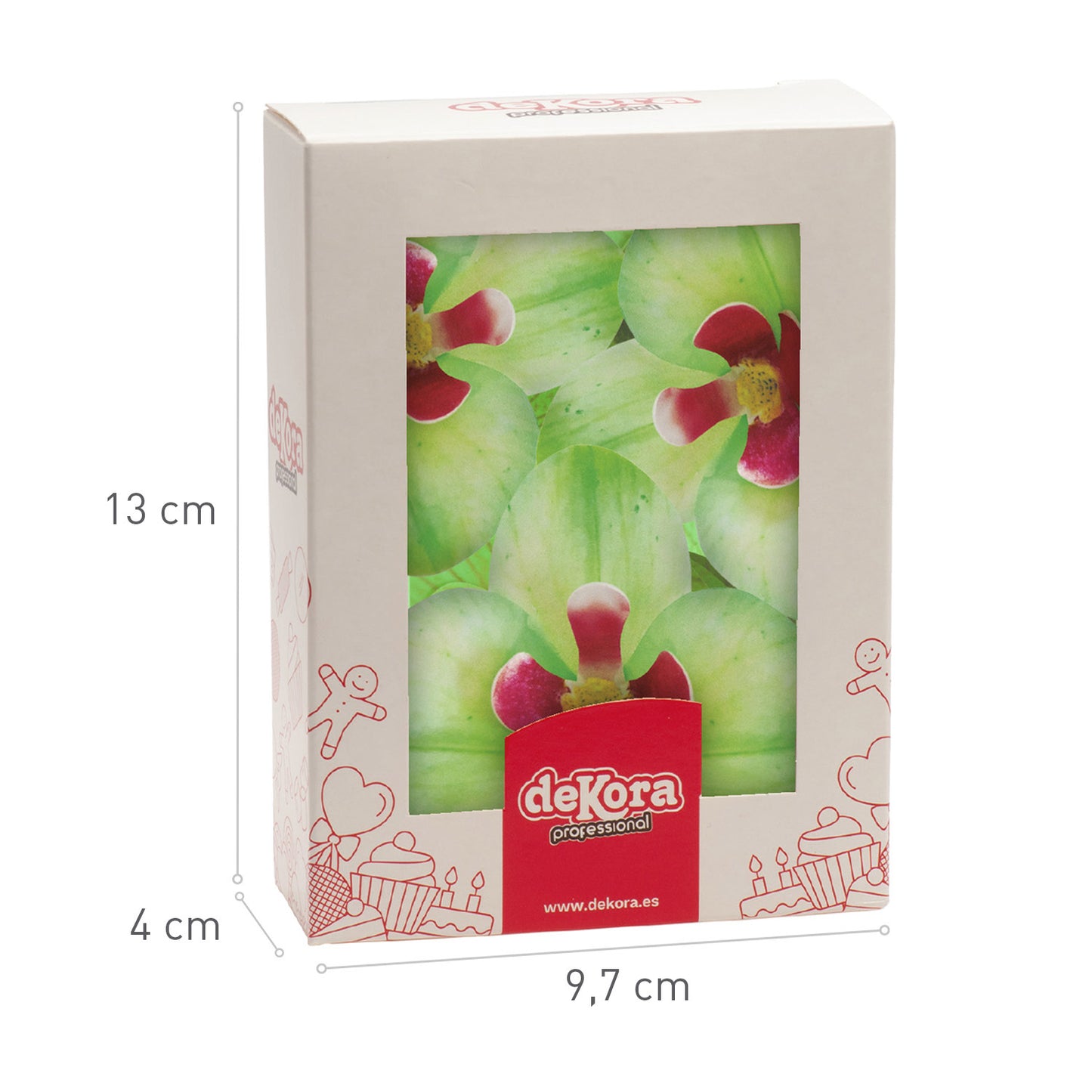 SCATOLA DA 10 ORCHIDEE IN WAFER VERDE 8,5-7,5 CM