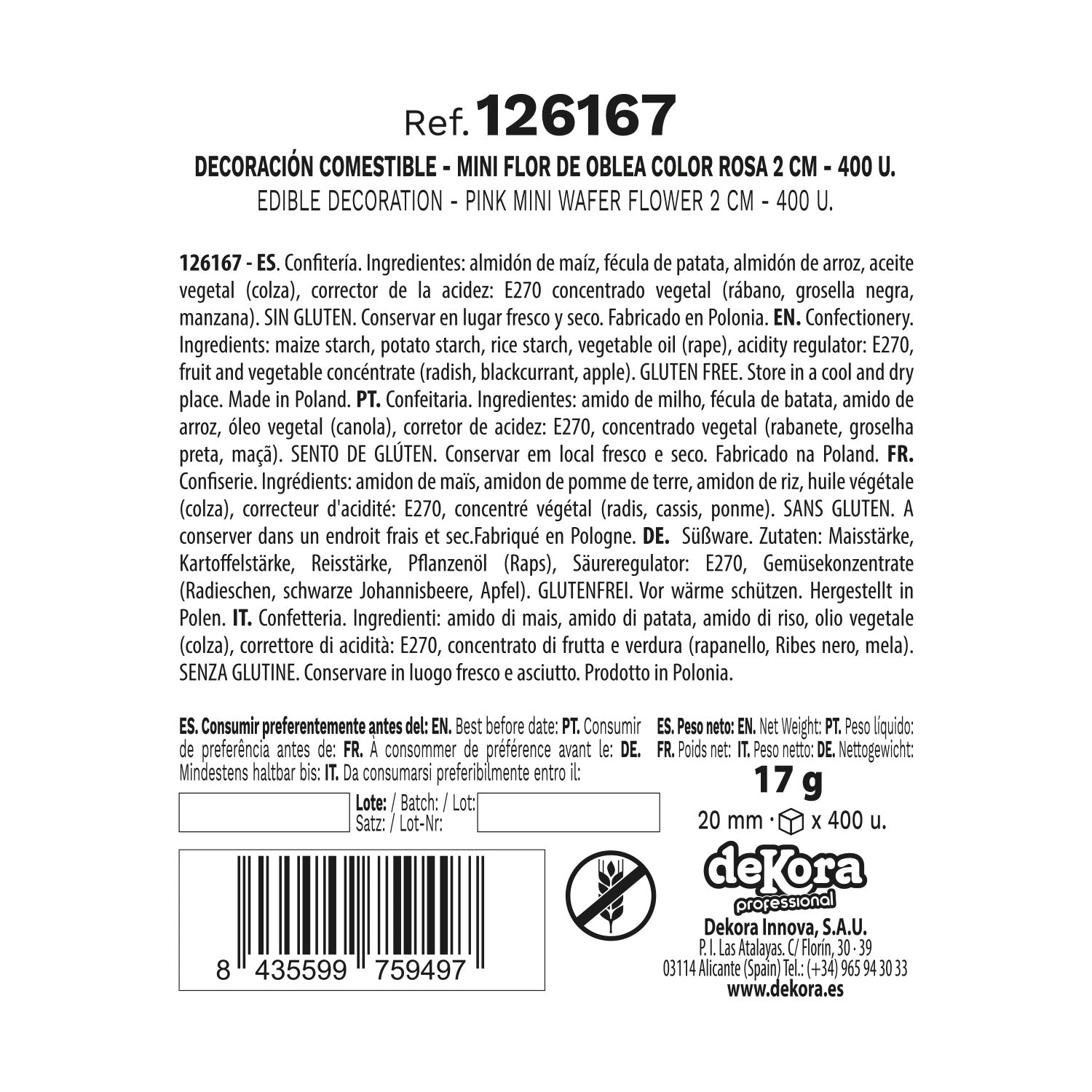 MINI FLEUR EN AZYME ROSE Ø 2CM