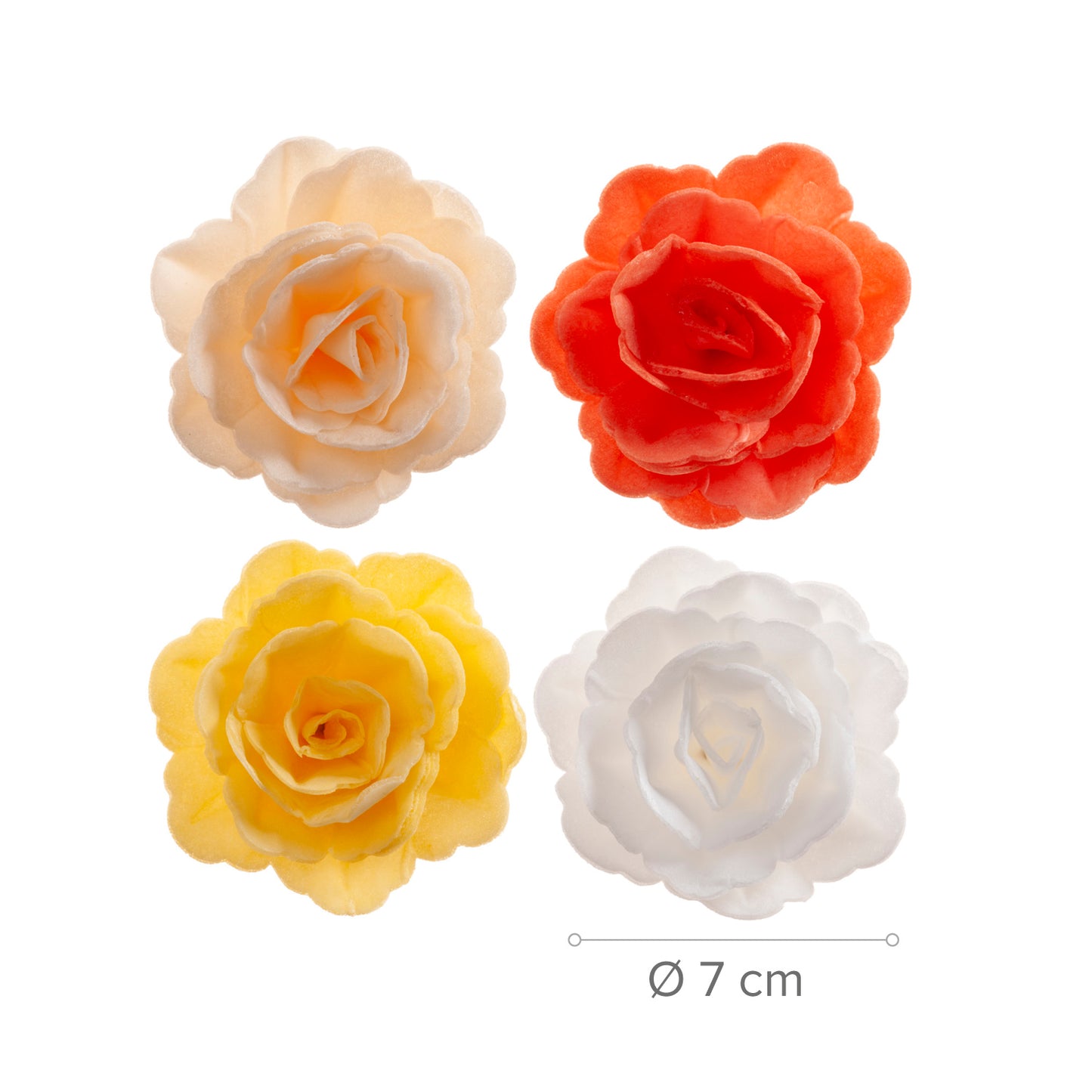 CAIXA DE 15 ROSAS WAFER DE OUTONO CORES SORTIDAS Ø 7CM