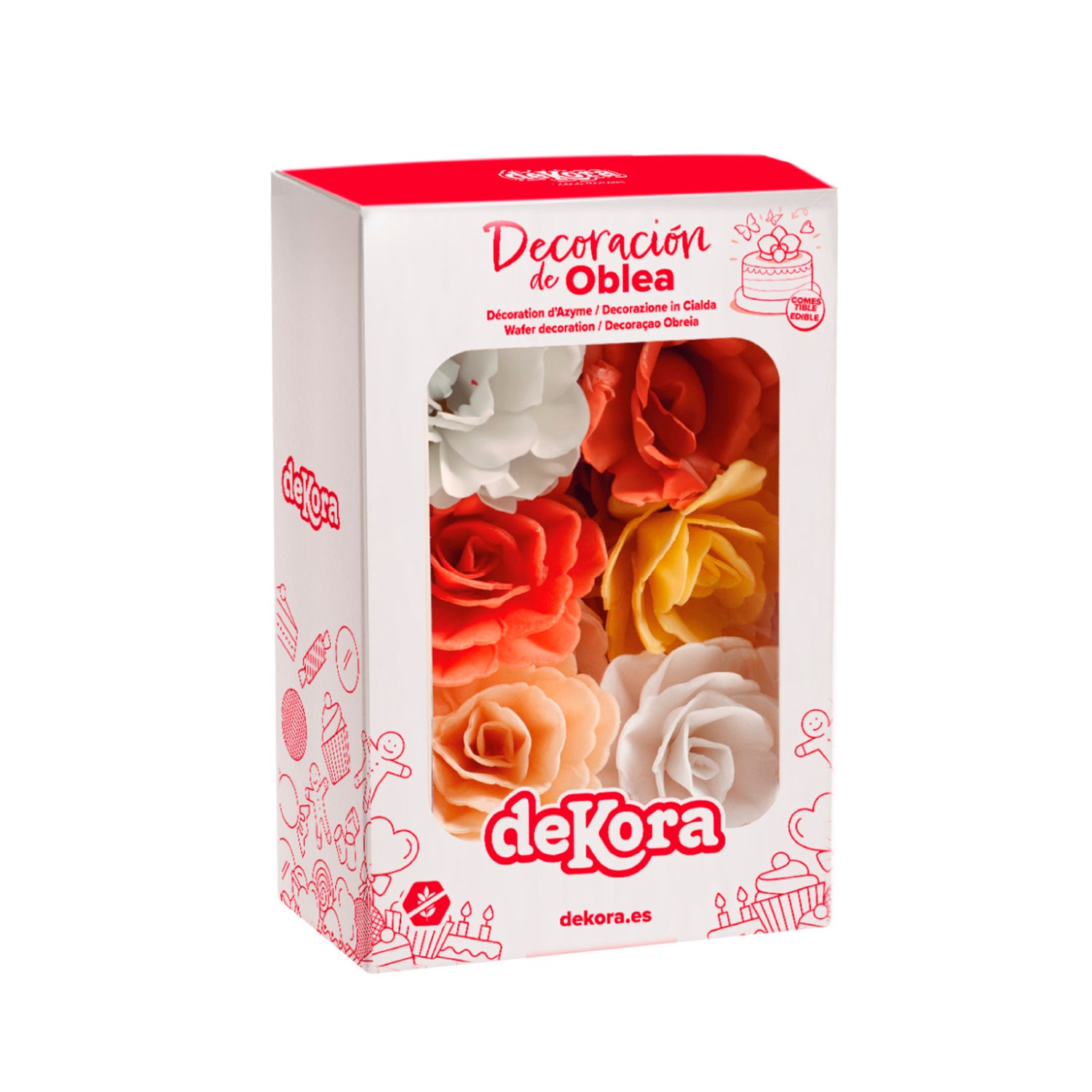 CAIXA DE 15 ROSAS WAFER DE OUTONO CORES SORTIDAS Ø 7CM