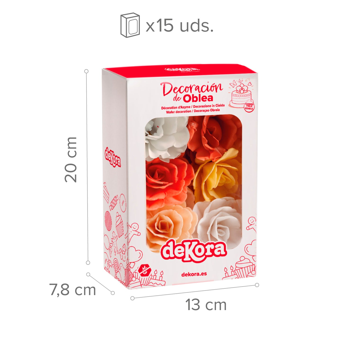 CAIXA DE 15 ROSAS WAFER DE OUTONO CORES SORTIDAS Ø 7CM