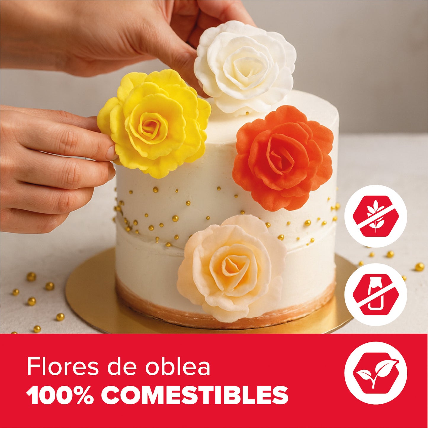 CAIXA DE 15 ROSAS WAFER DE OUTONO CORES SORTIDAS Ø 7CM