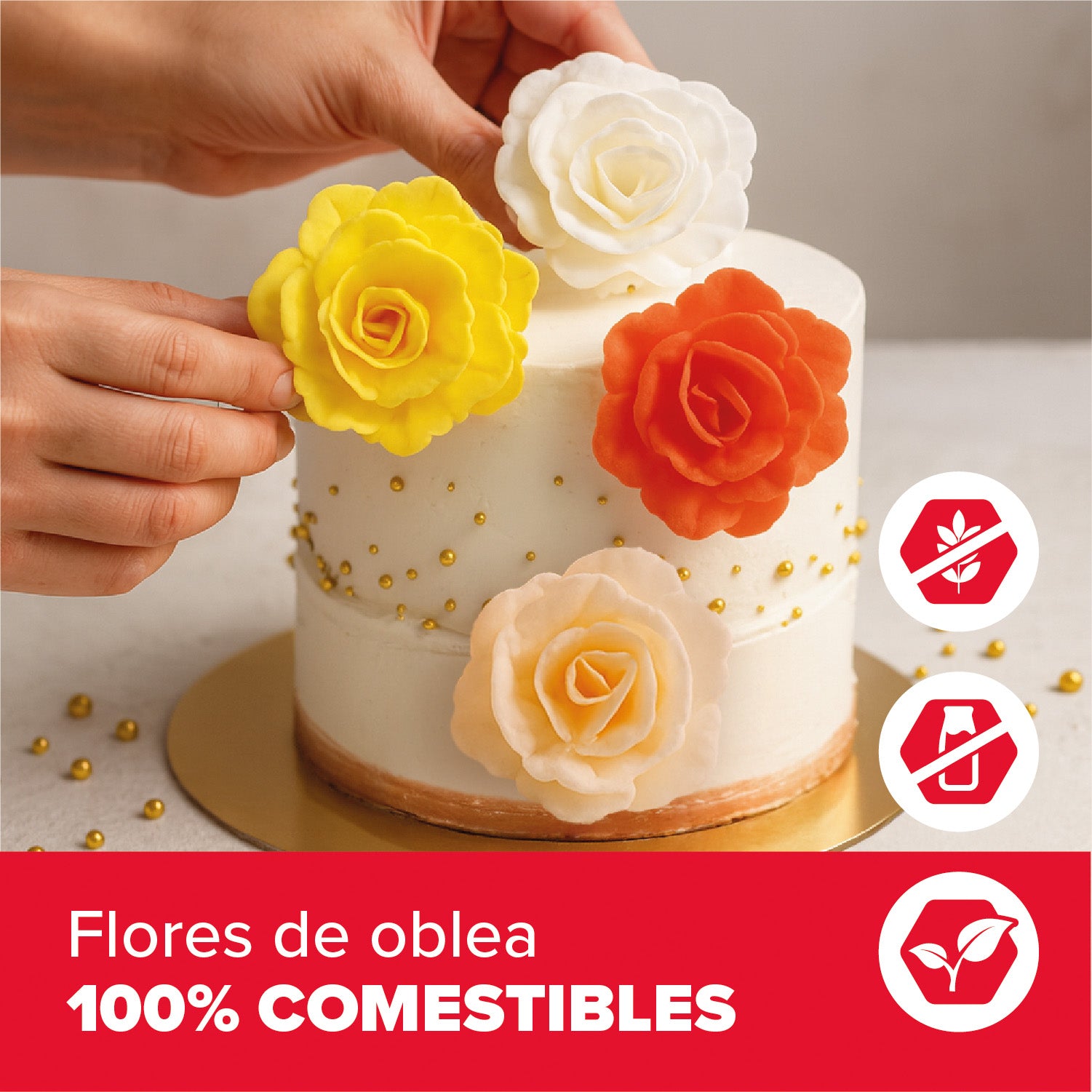 CAIXA DE 15 ROSAS WAFER DE OUTONO CORES SORTIDAS Ø 7CM