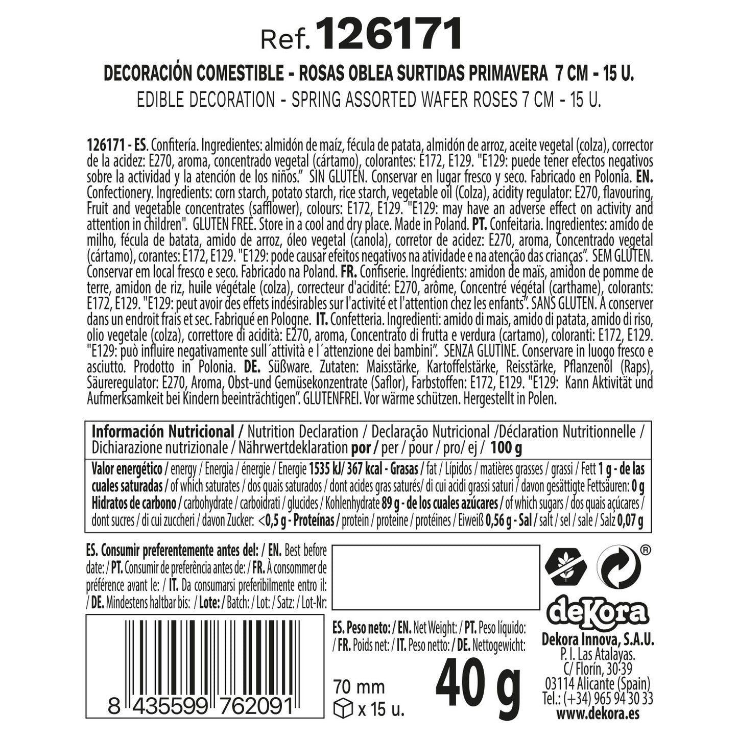 BOITE DE 15 ROSES AZYME AUTOMNE COULEURS ASSORTIES Ø 7CM