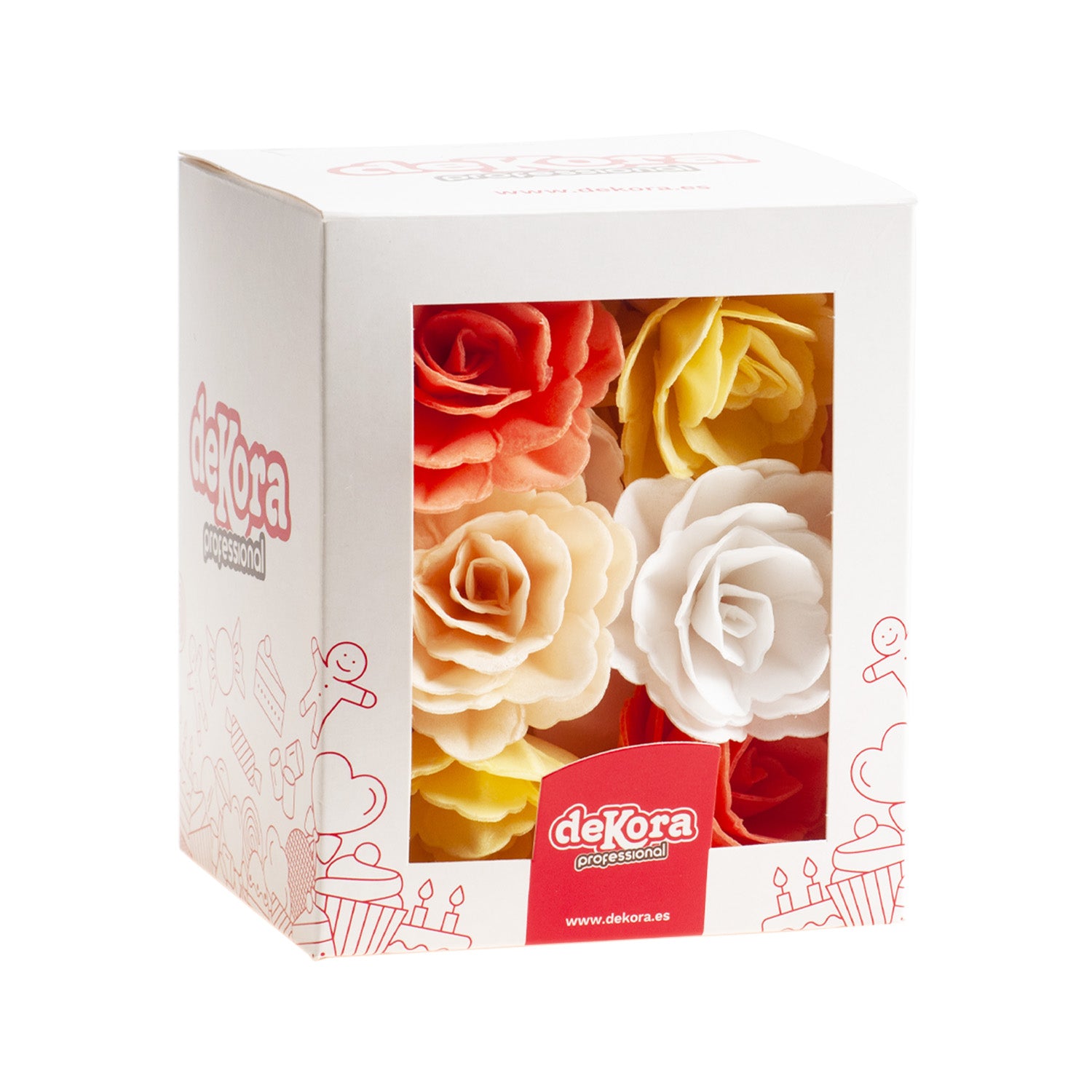 BOX OF 15 AUTUMN WAFER ROSES ASSORTED COLORS Ø 7CM