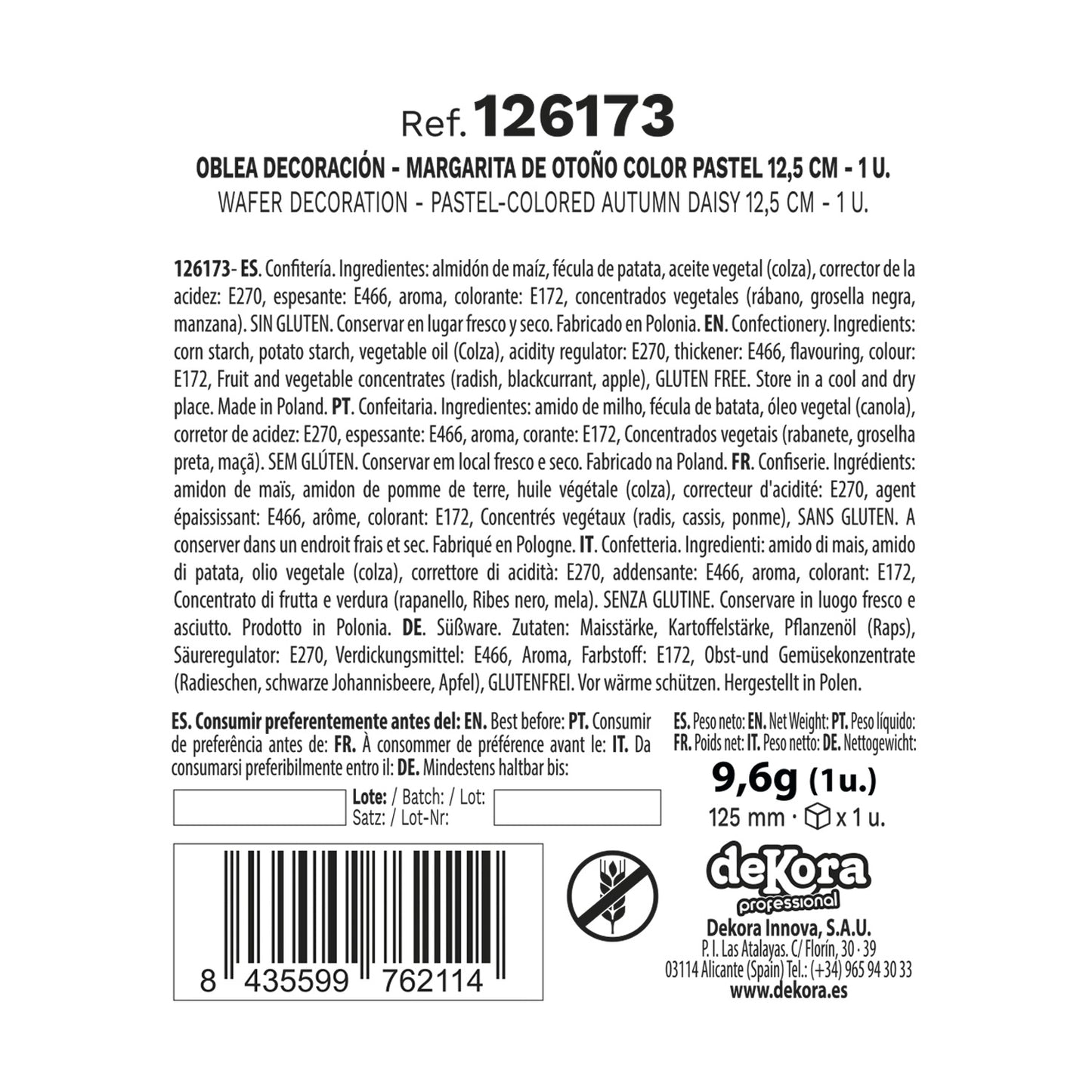 FLOR OTOÑO GIGANTE OBLEA COLOR PASTEL Ø 12.5CM