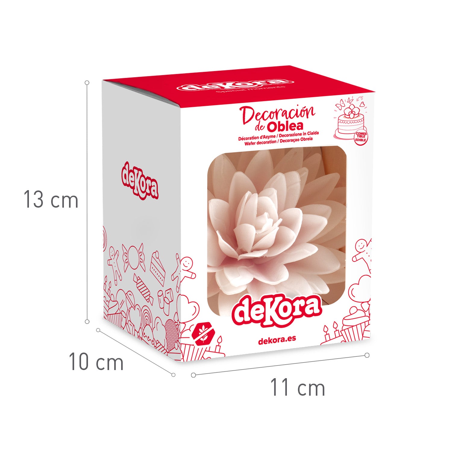 FLOR OTOÑO GIGANTE OBLEA COLOR ROSADO Ø 12.5CM