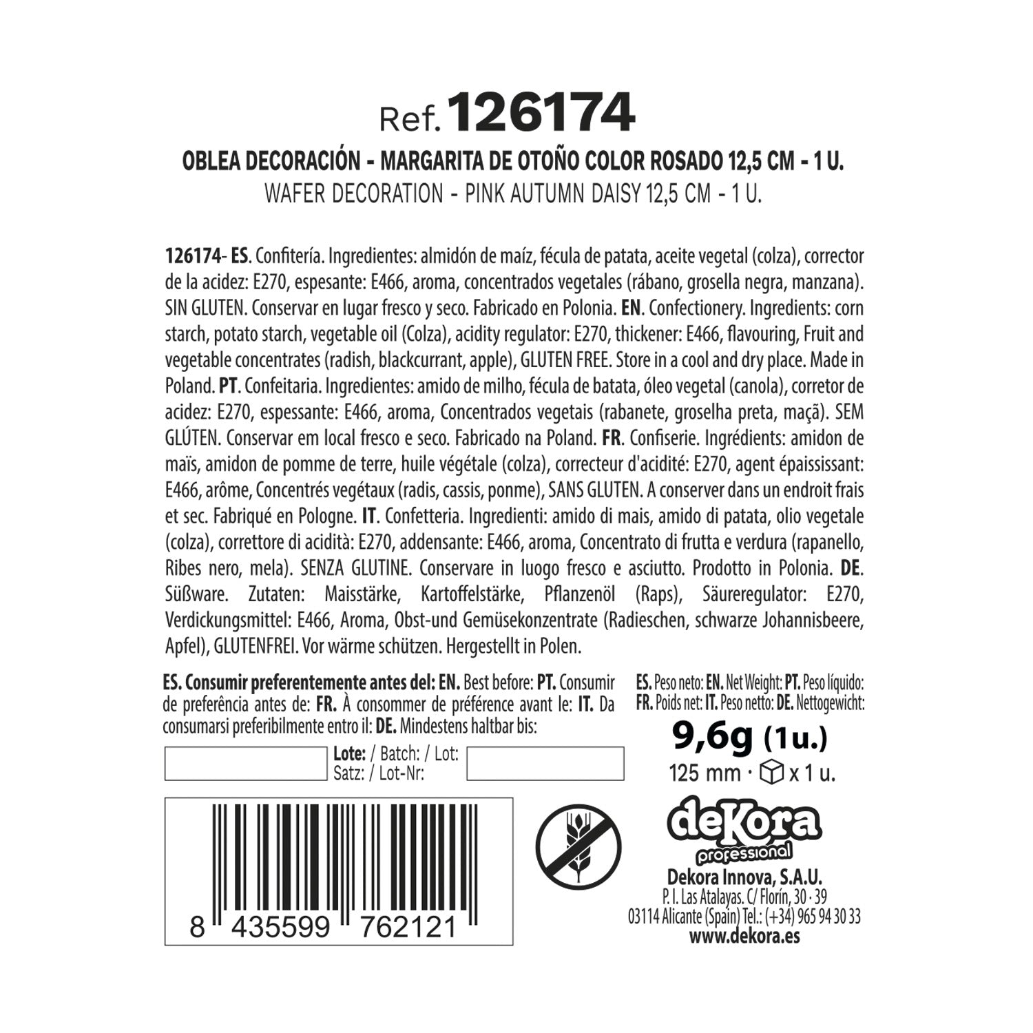 FLOR OTOÑO GIGANTE OBLEA COLOR ROSADO Ø 12.5CM