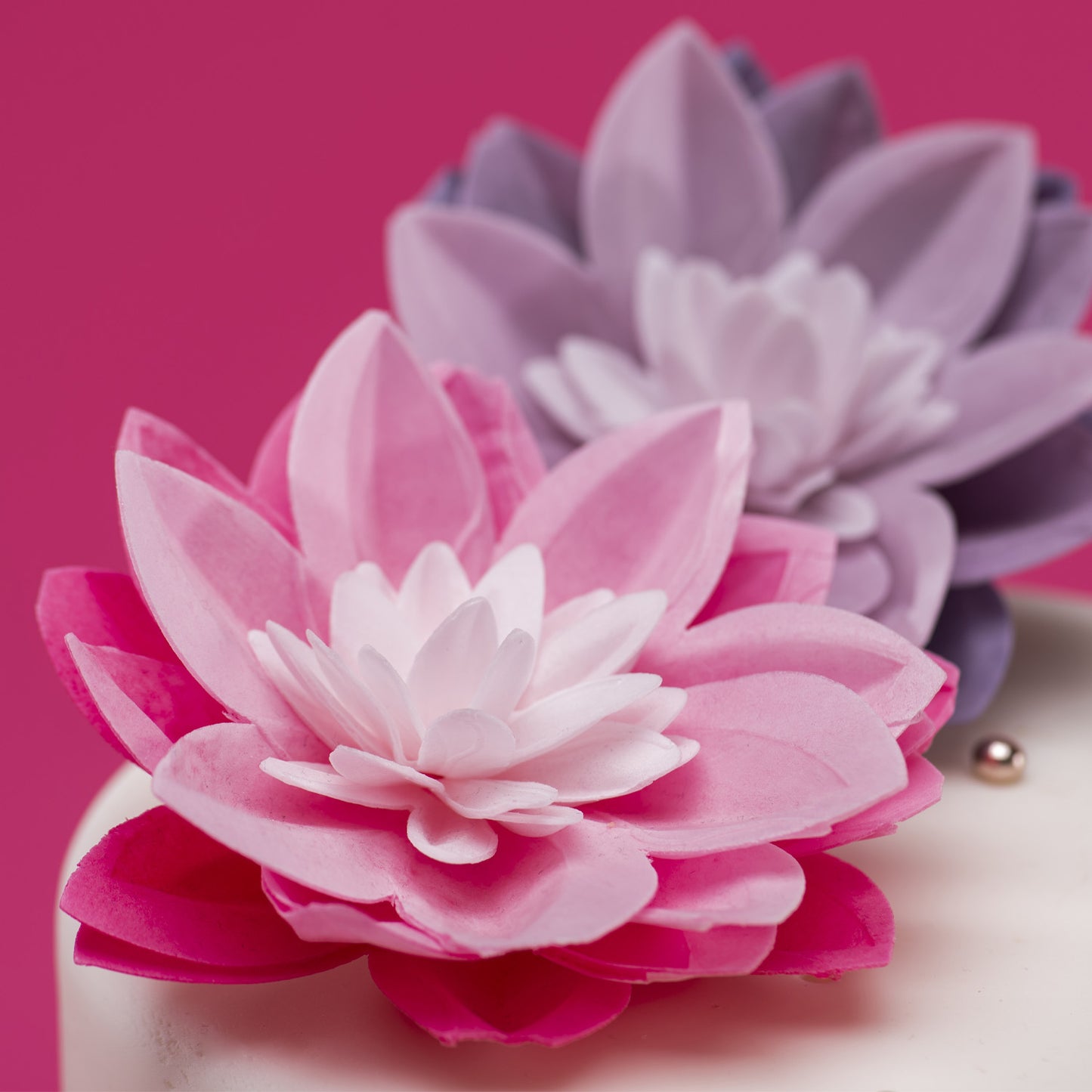GAUFRE NÉNUPHAR COULEUR ROSE 14CM