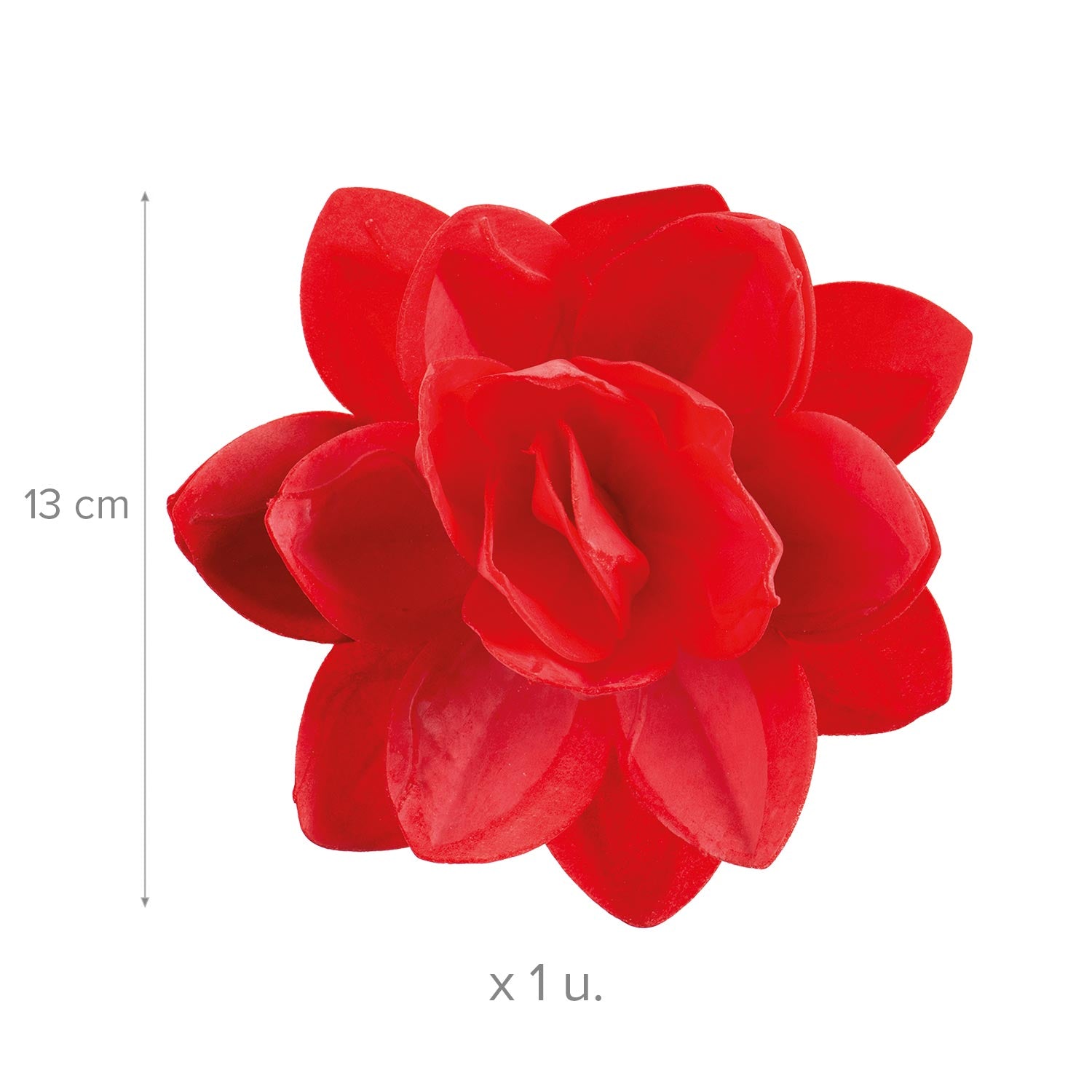 FLOR DE OBLEA COLOR ROJO 13CM