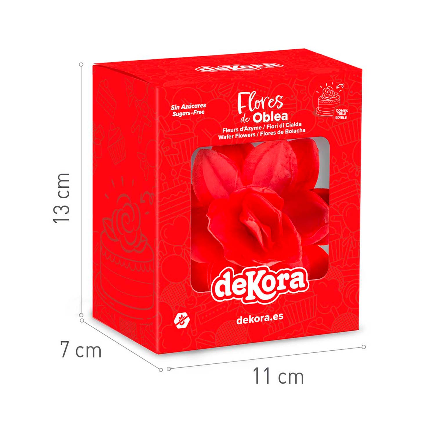 FLOR DE OBLEA COLOR ROJO 13CM