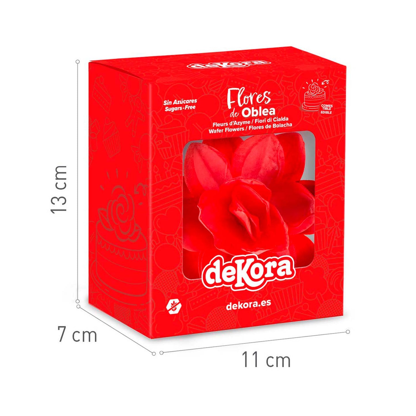 FLOR DE OBLEA COLOR ROJO 13CM