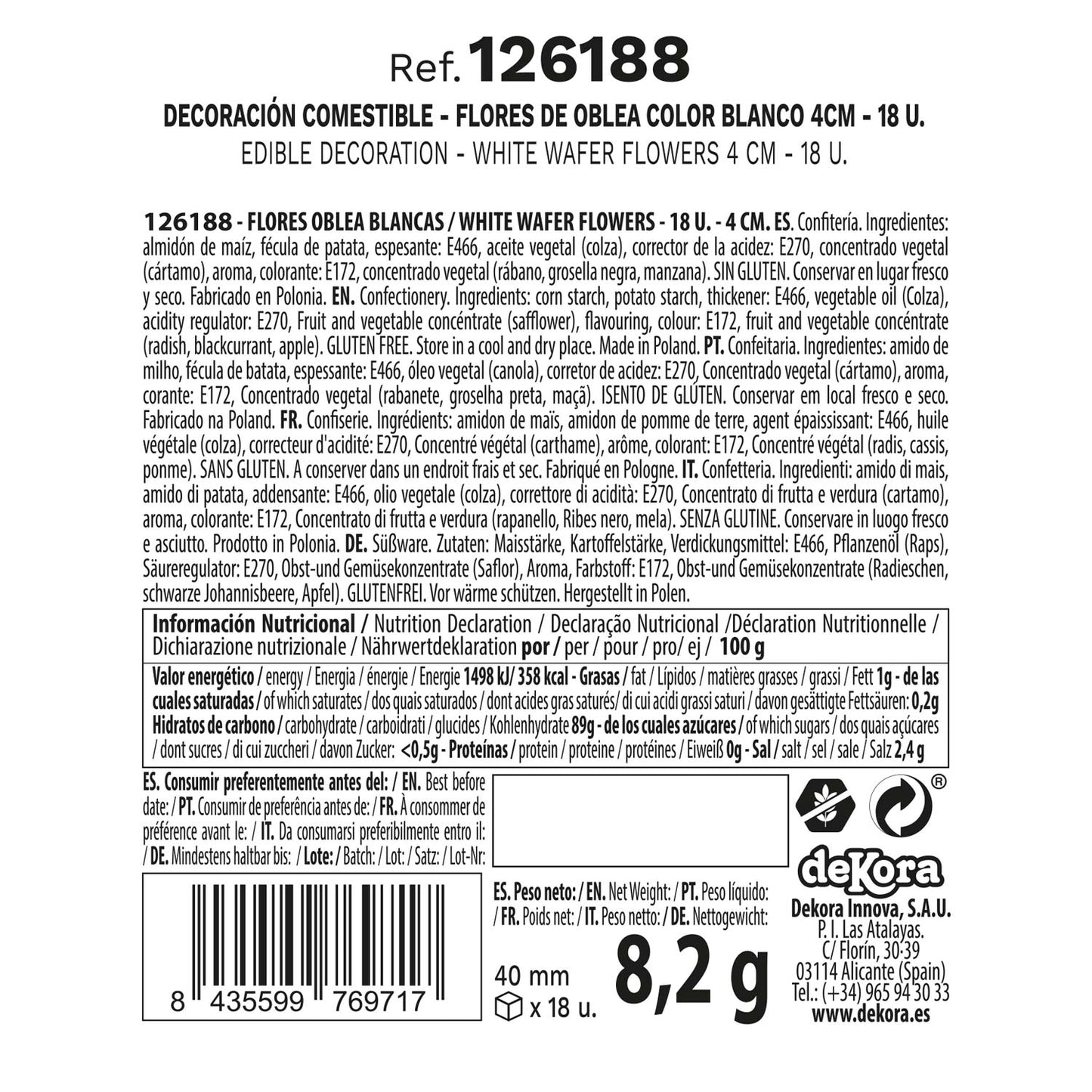 FLORES DE OBLEA COLOR BLANCO 4CM