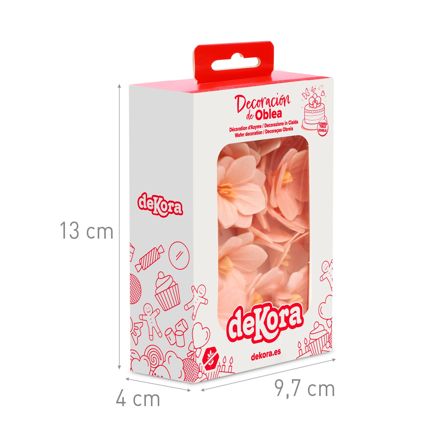 FLORES DE OBLEA COLOR ROSA CLARO 4CM