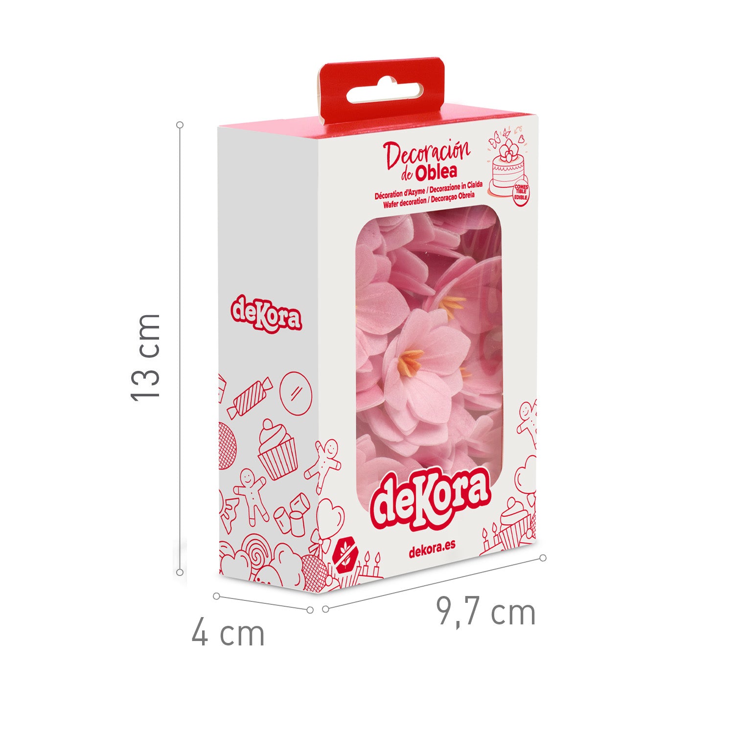 FLORES DE OBLEA COLOR ROSA 4CM