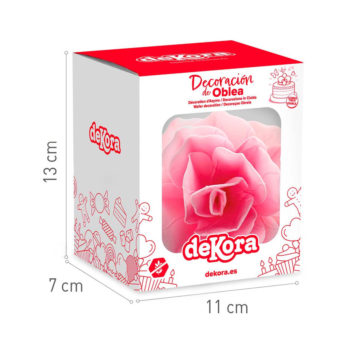 FLOR GIGANTE DE BOLACHA COR-DE-ROSA 12,5CM