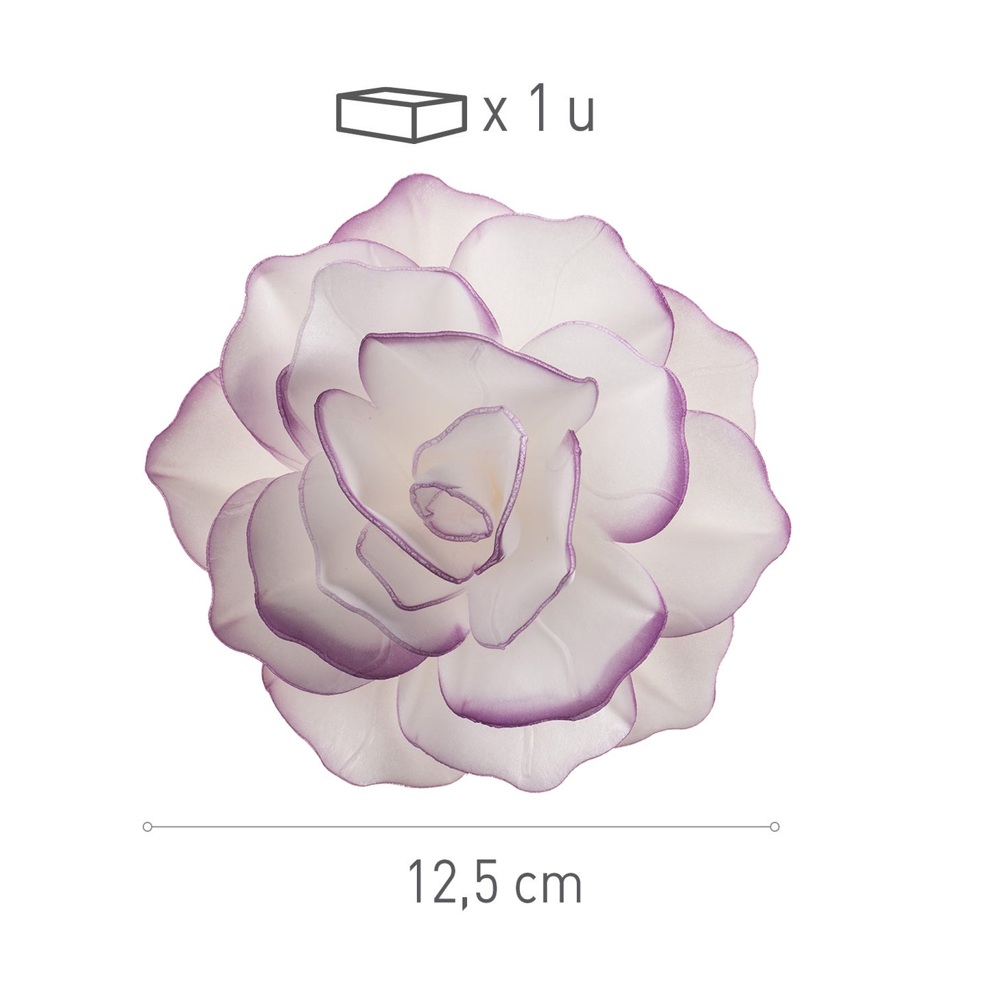 WAFER FLOWER WITH PURPLE BORDER 12,5CM