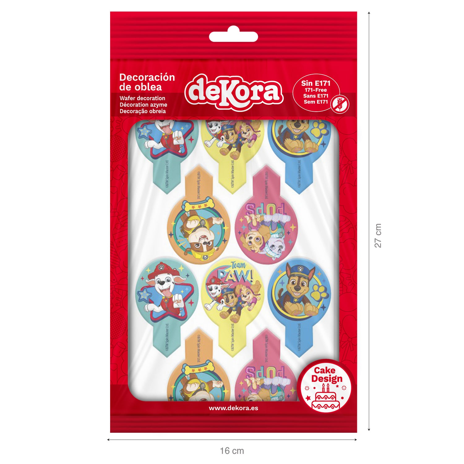 BLISTER 20 WAFER DEKORAPIN PAW PATROL 6,5X4CM