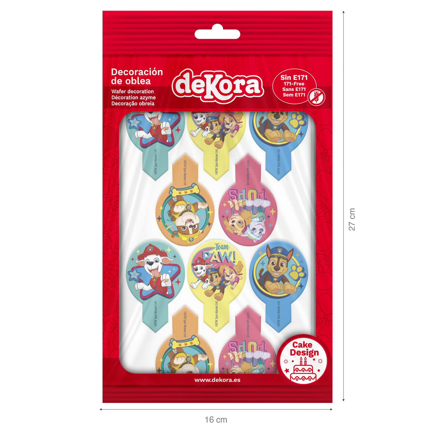 BLISTER 20 WAFER DEKORAPIN PAW PATROL 6,5X4CM