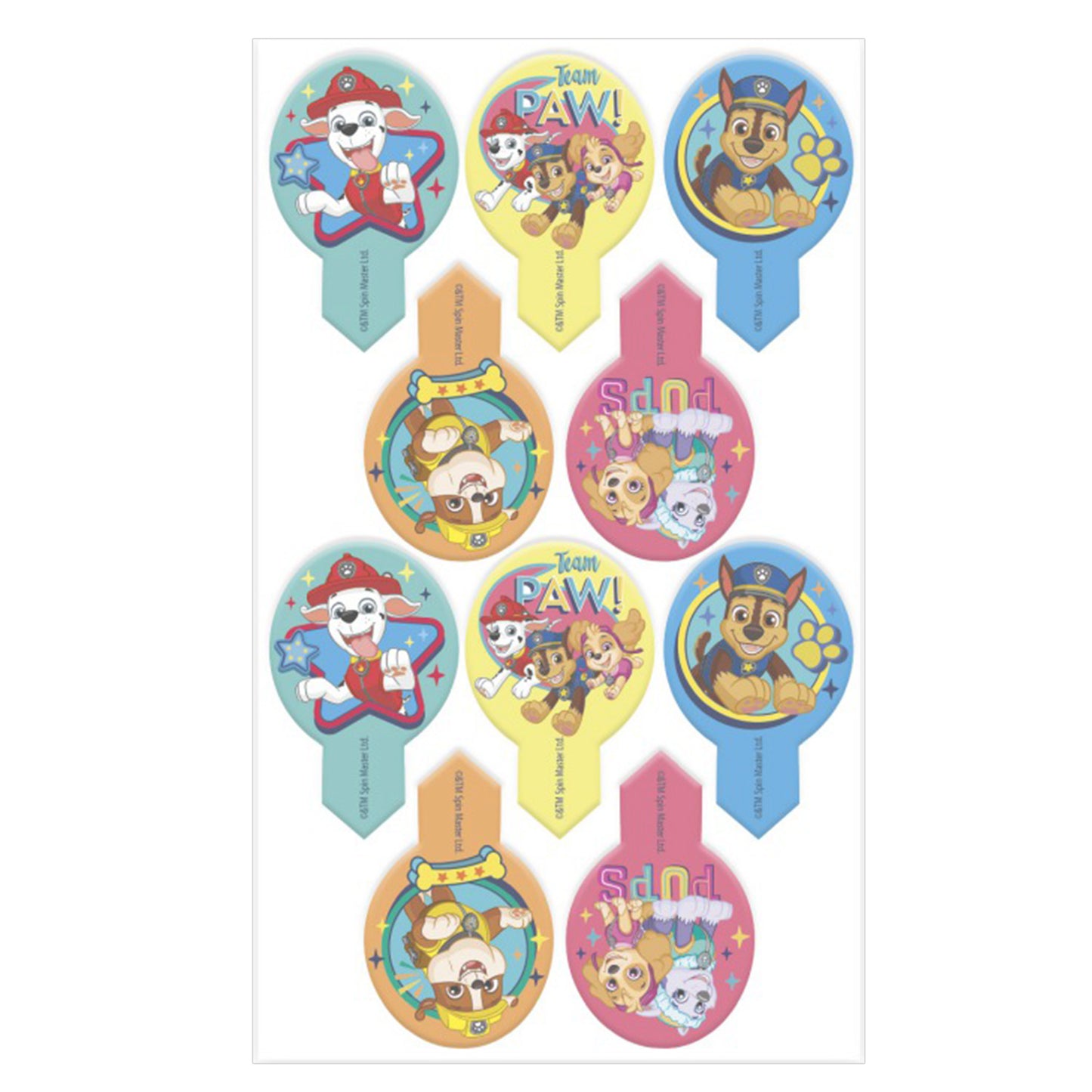 BLÍSTER 20 DEKORAPIN OBLEA PATRULLA CANINA 6,5X4CM A5