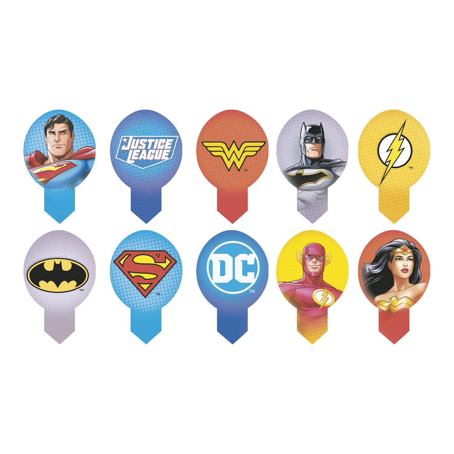 BLISTER 20 WAFER JUSTICE LEAGUE DEKORAPIN 6,5X4CM