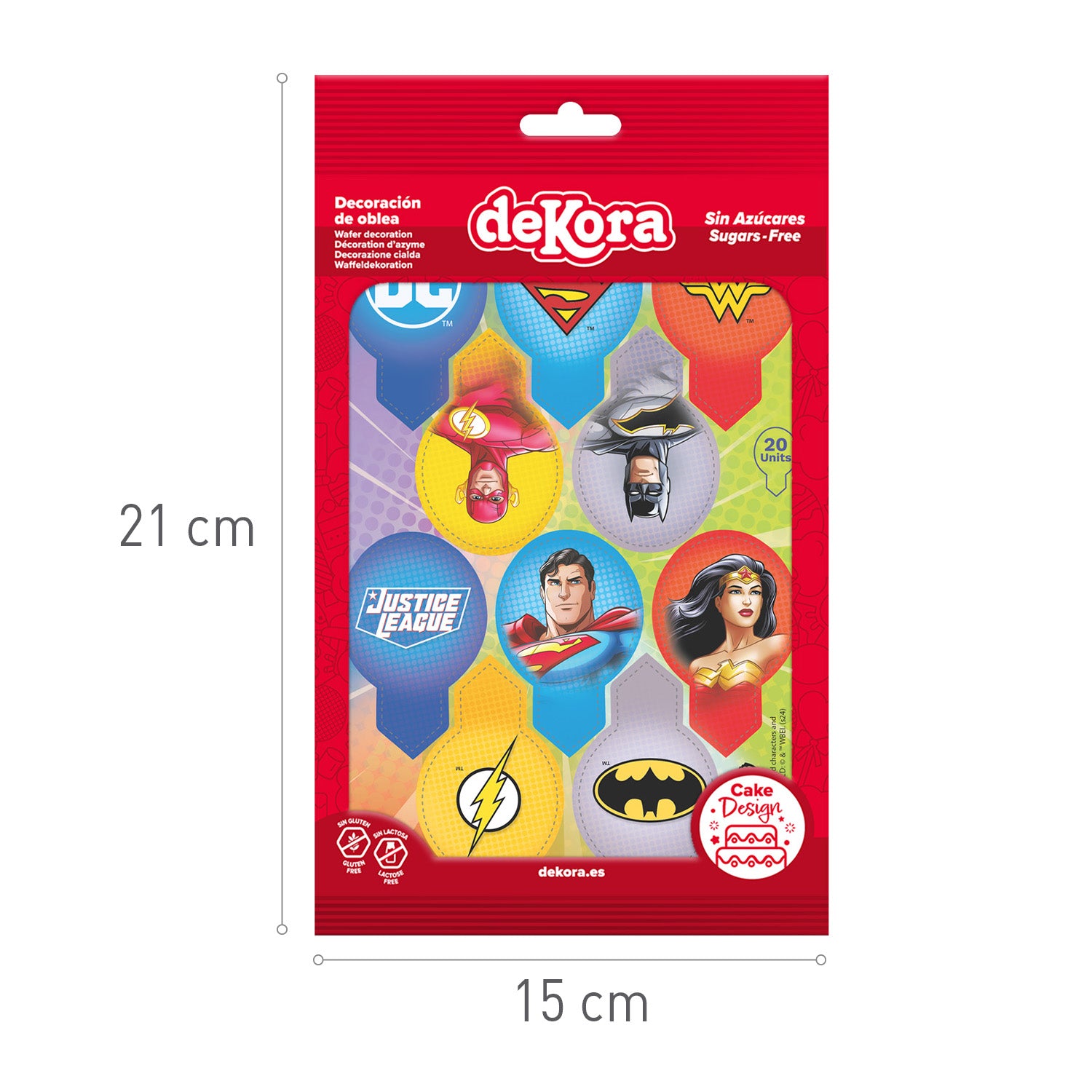BLISTER 20 DEKORAPIN EN AZYME JUSTICE LEAGUE 6,5X4CM