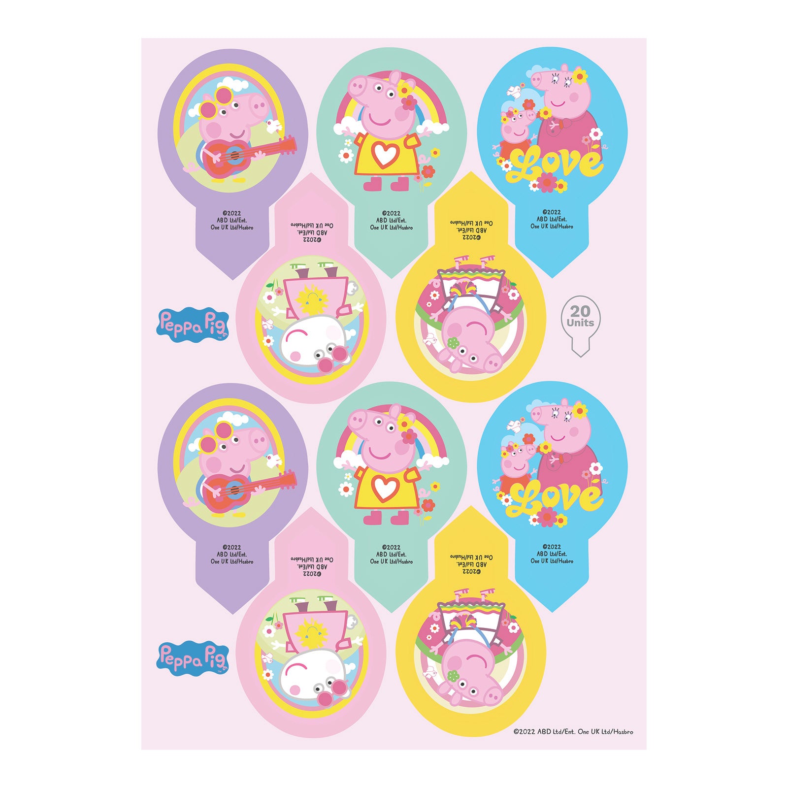 BLISTER 20 DEKORAPIN OBLEA PEPPA PIG 6,5X4CM A5