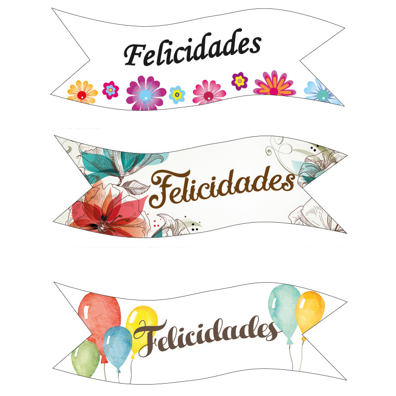 GREETINGS WAFER FLAGS FLOWERS 9,2X3,2CM