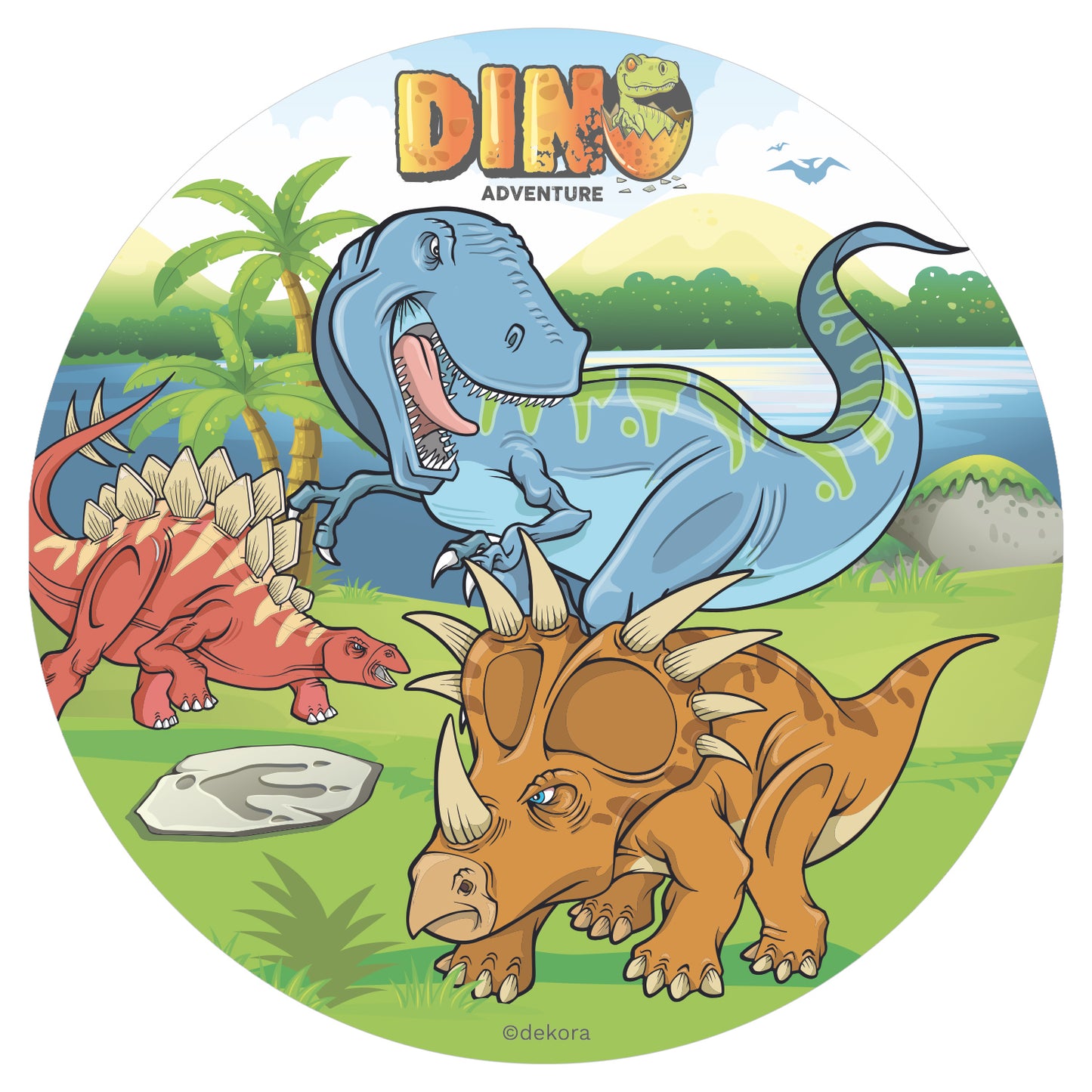 6 DISQUES EN AZYME DÉCO GÂTEAUX DINOSAURE 20 CM