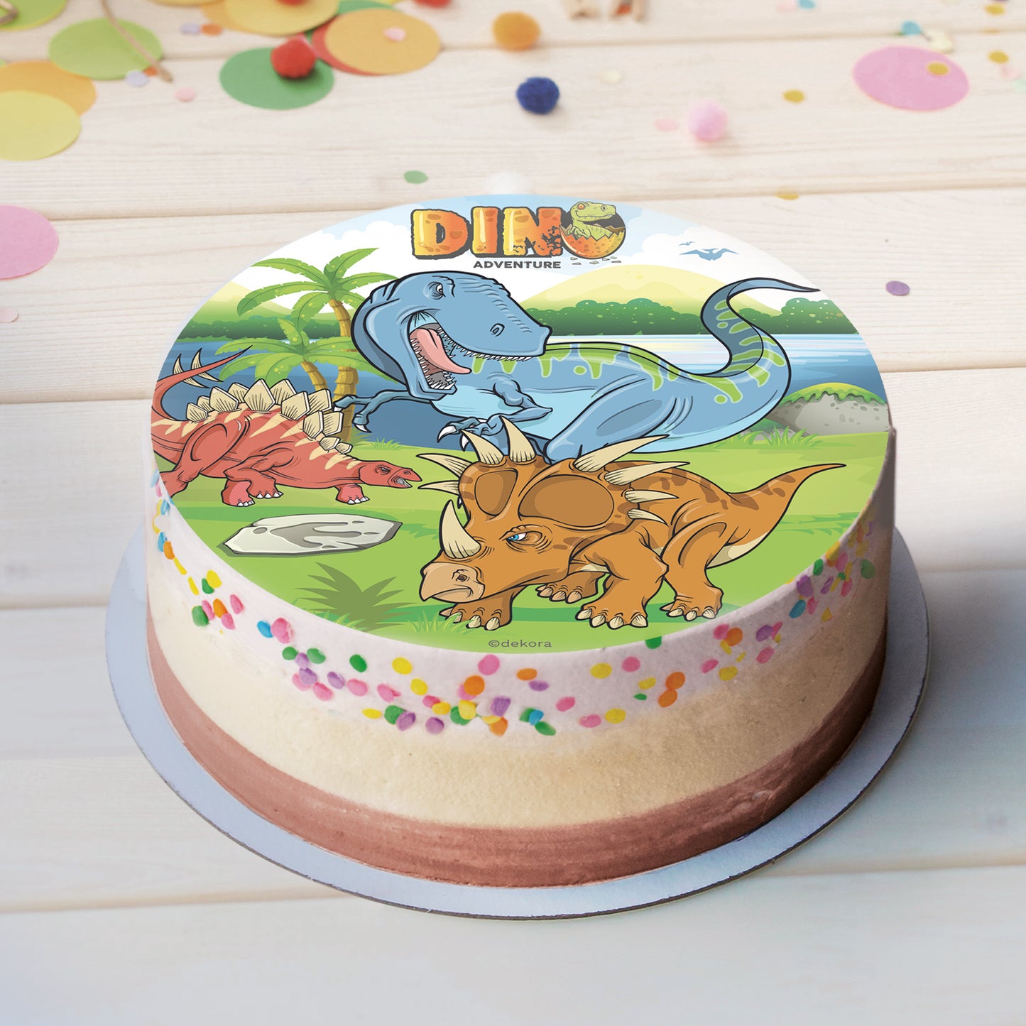 6 DISQUES EN AZYME DÉCO GÂTEAUX DINOSAURE 20 CM