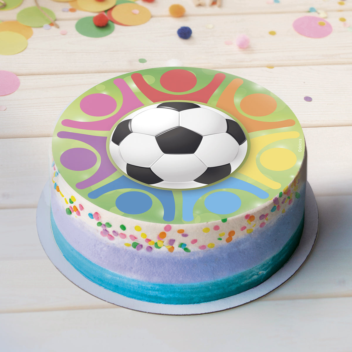 FOOTBALL BALLOON CAKE DECORATING WAFER DISC 20CM