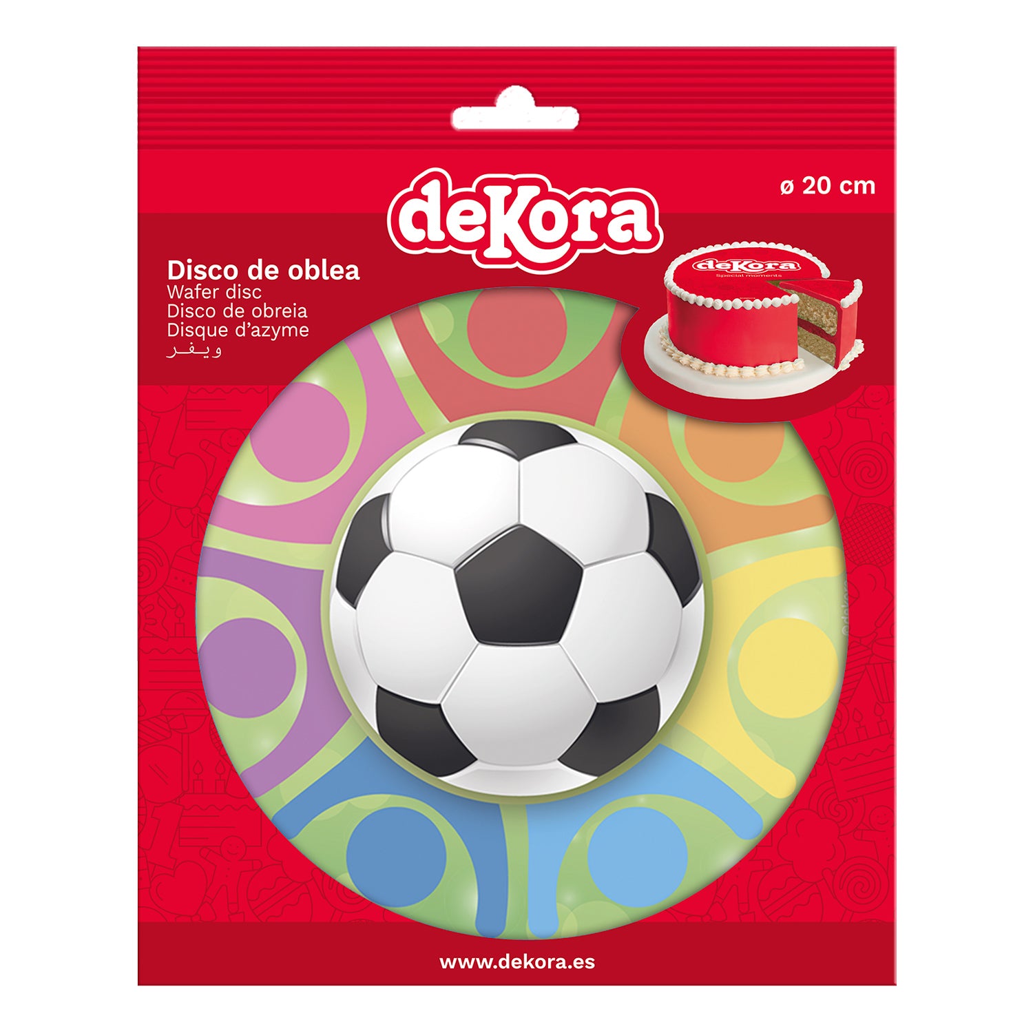 DISQUE EN AZYME DÉCO GÂTEAUX BOULE DE SOCCER 20CM