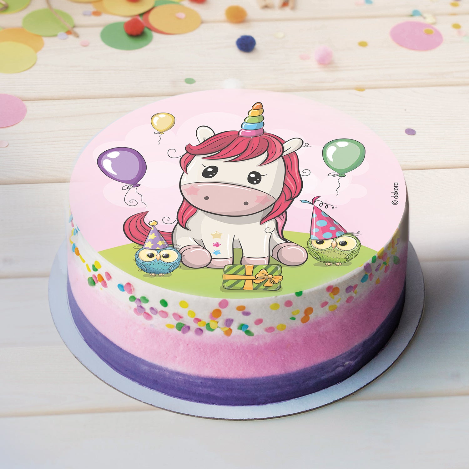 DISCO CIALDA TORTA BAMBINO UNICORNO 20CM