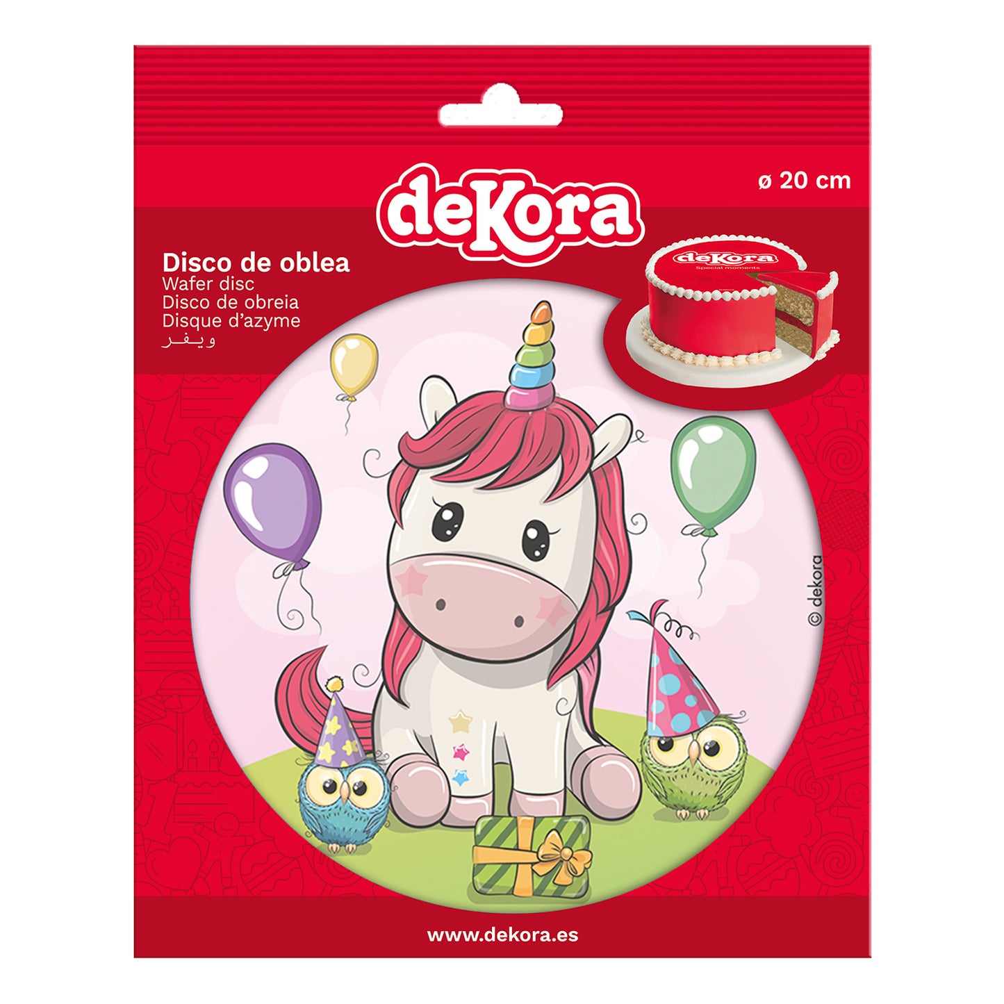DISQUE EN AZYME POUR GÂTEAUX LICORNE BEBE 20CM