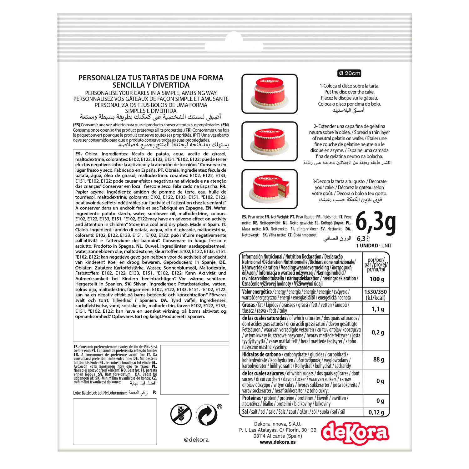 DISCO OBLEA TARTA BALÓN FÚTBOL 20CM