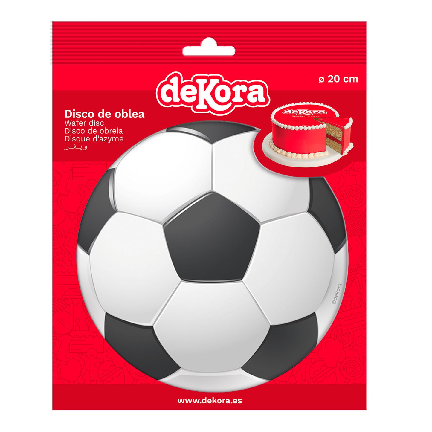 DISQUE EN AZYME DÉCO GÂTEAUX BOULE DE SOCCER 20CM