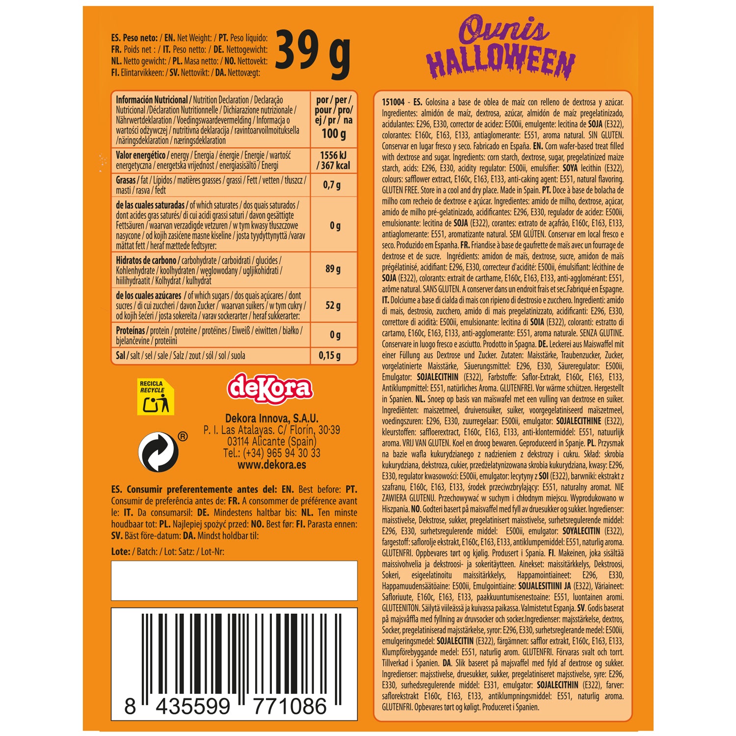 UFOS WAFER STUFFED WITH PICA PICA TATTOO HALLOWEEN 39GR
