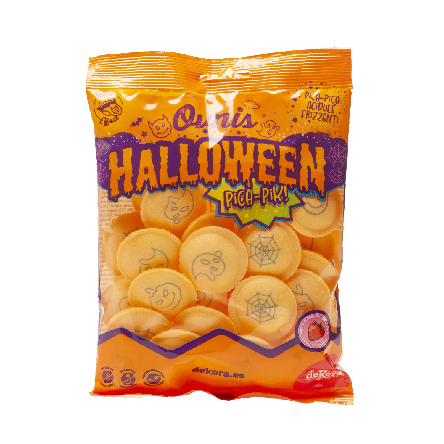 UFO WAFER COOKIES FILLED WITH FIZZY CANDY TATTOO HALLOWEEN 39GR
