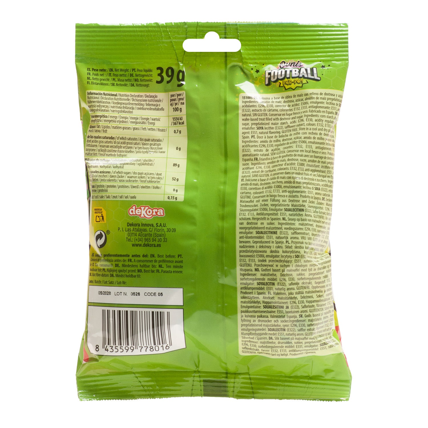 OVNIS RELLENOS CON PICA PICA TATTOO FÚTBOL 39GR