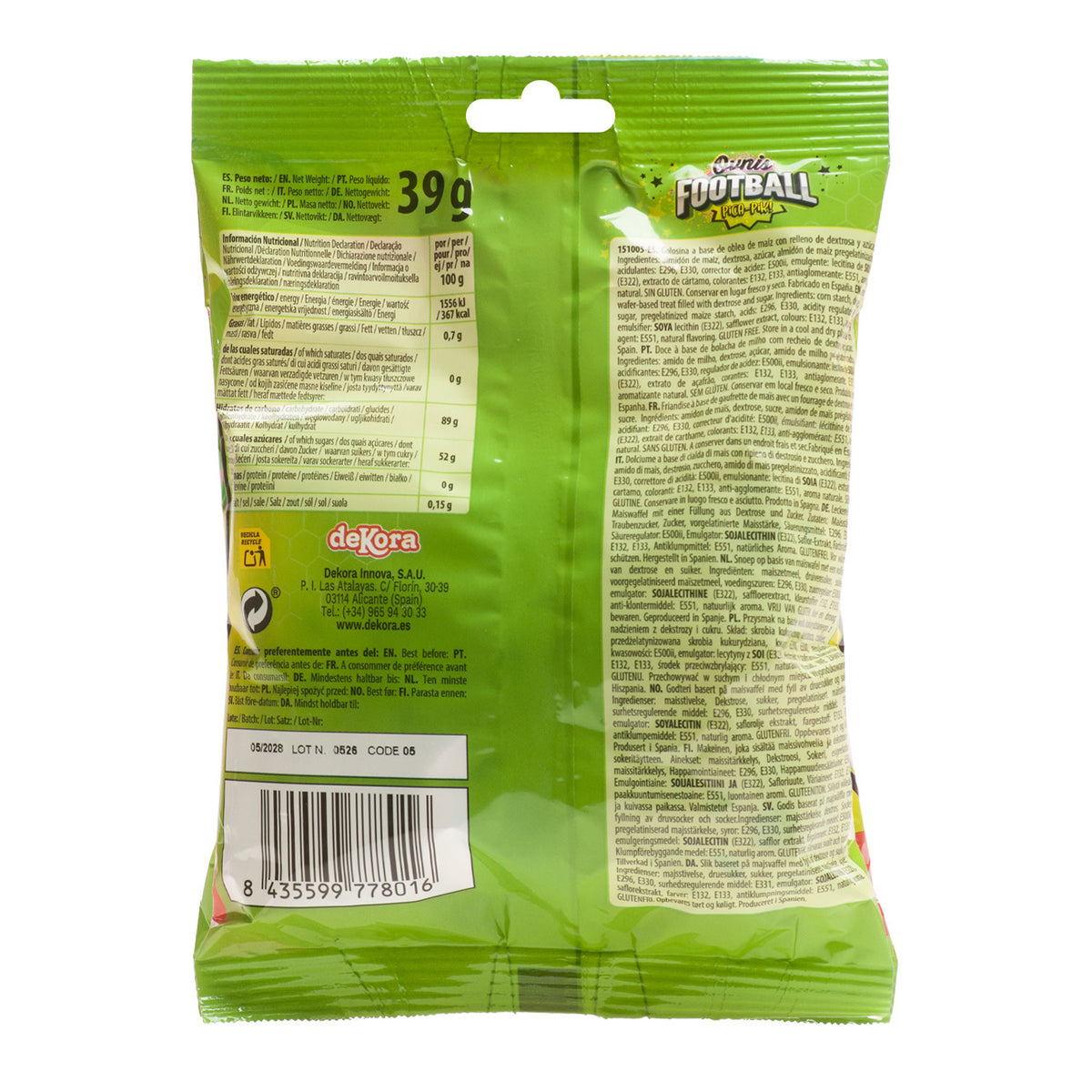 OVNIS RELLENOS CON PICA PICA TATTOO FÚTBOL 39GR