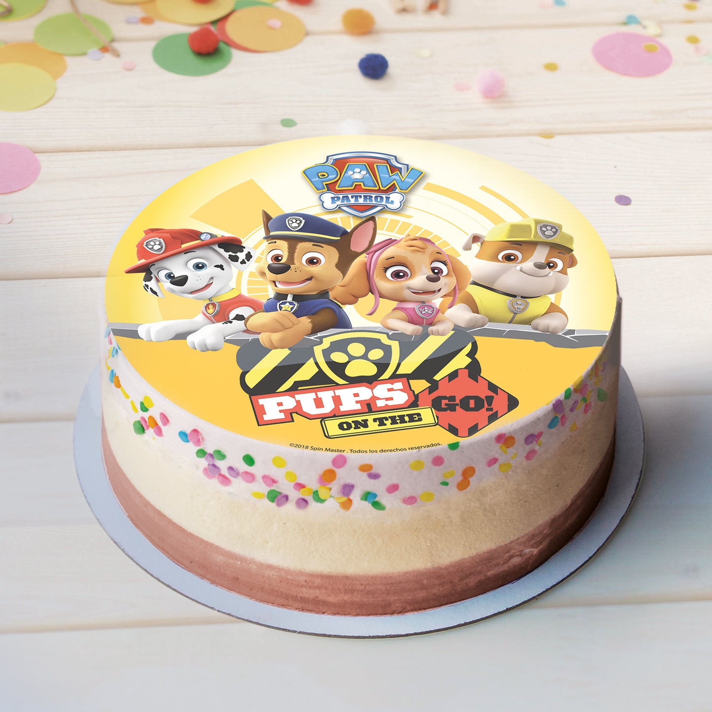 6 DISQUES EN AZYME FOIL POUR GÂTEAUX PAW PATROL CHASE, SKYE, MARSHALL & ROCKY 20 CM