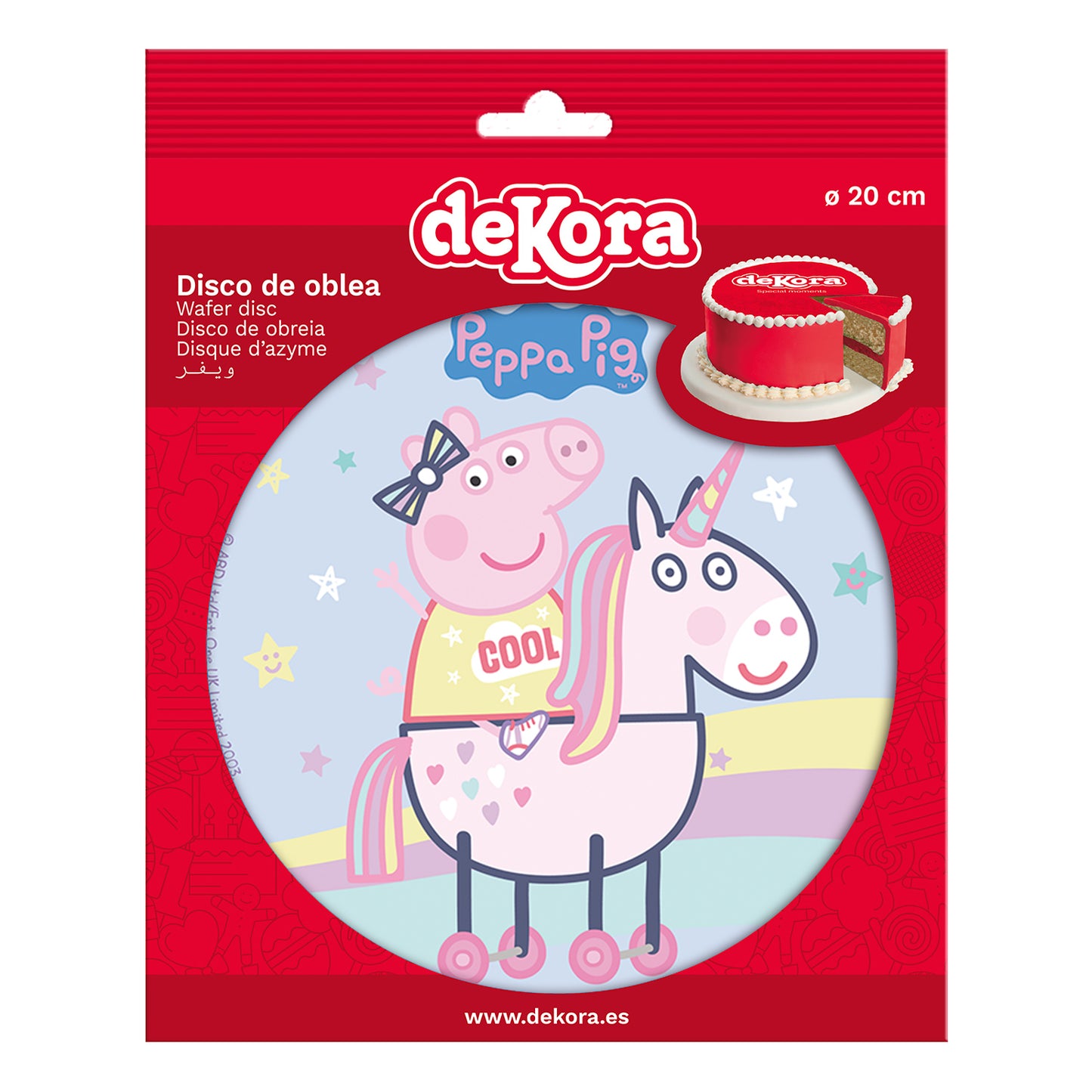 6 DISCOS OBLEA PARA TARTAS PEPPA PIG 20 CM