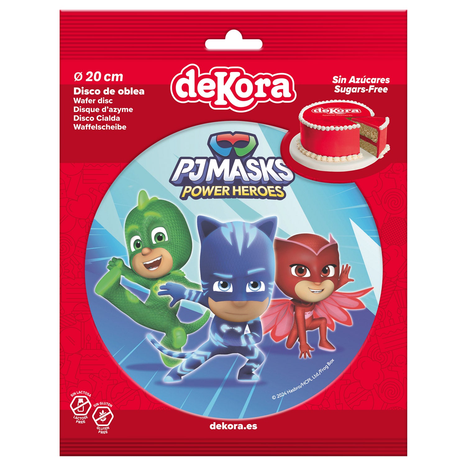 6 DISCOS OBLEA EN FOIL PARA TARTAS PJ MASKS 20 CM