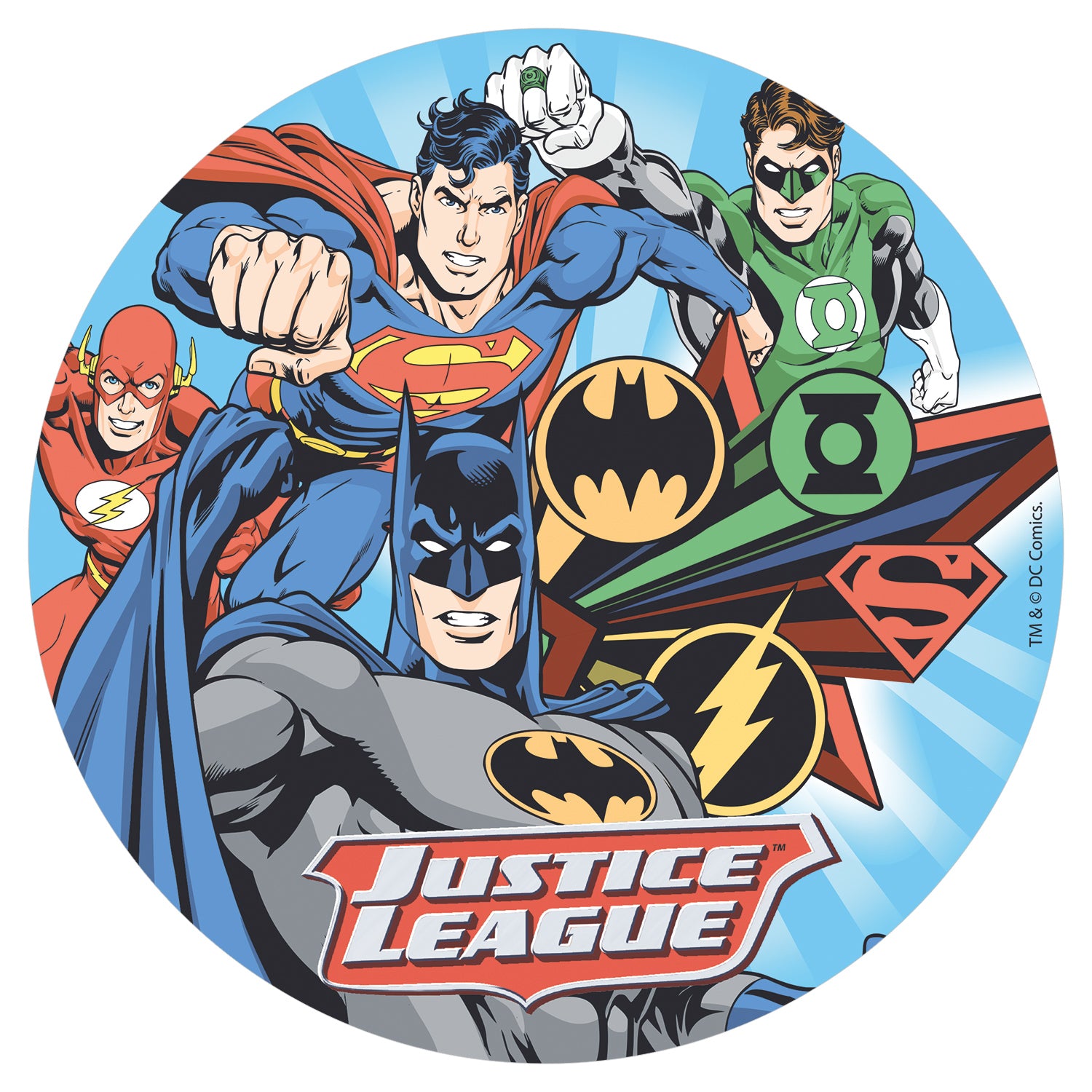 6 DISCOS OBLEA PARA TARTAS JUSTICE LEAGUE 20 CM
