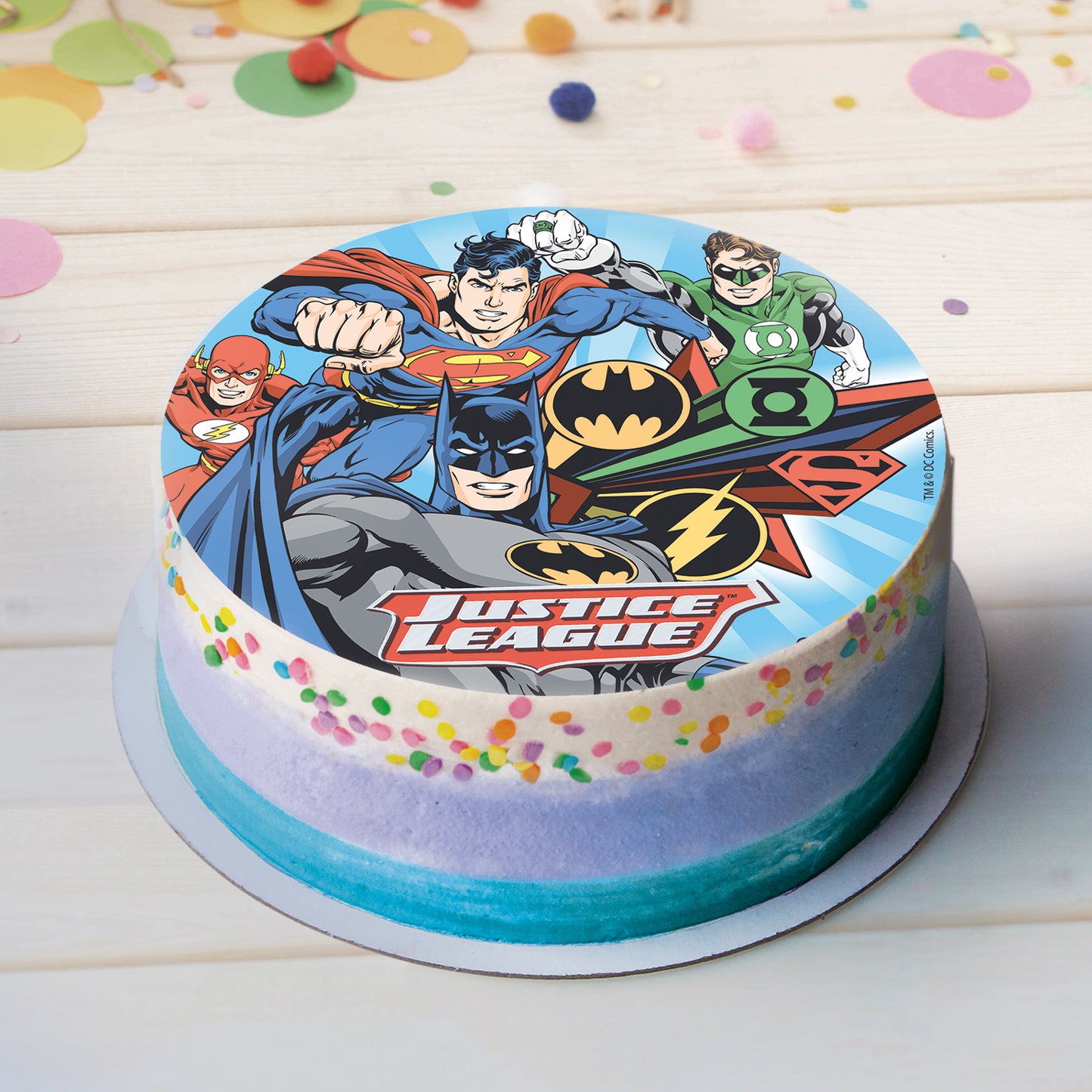 6 DISQUES EN AZYME POUR GÂTEAUX JUSTICE LEAGUE 20 CM
