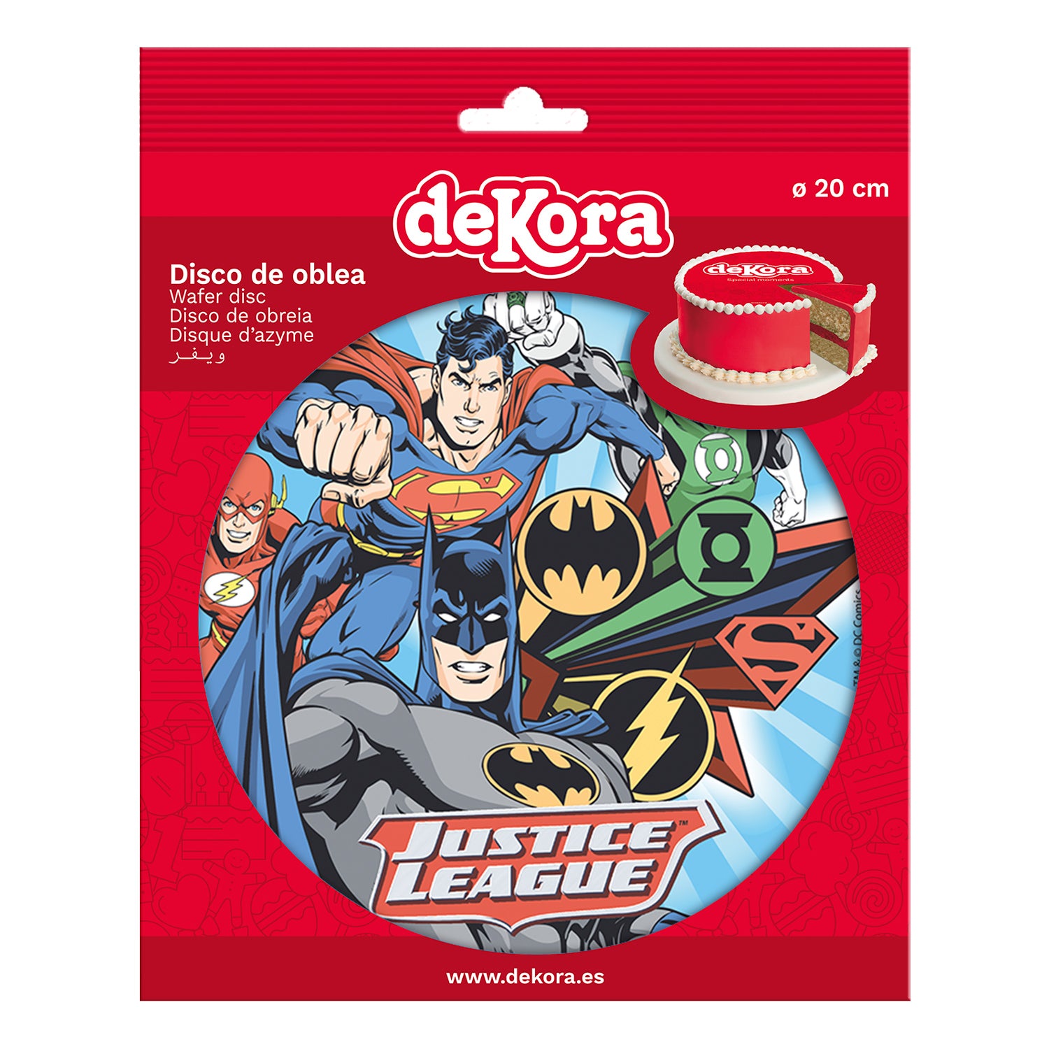 6 DISCOS OBLEA PARA TARTAS JUSTICE LEAGUE 20 CM