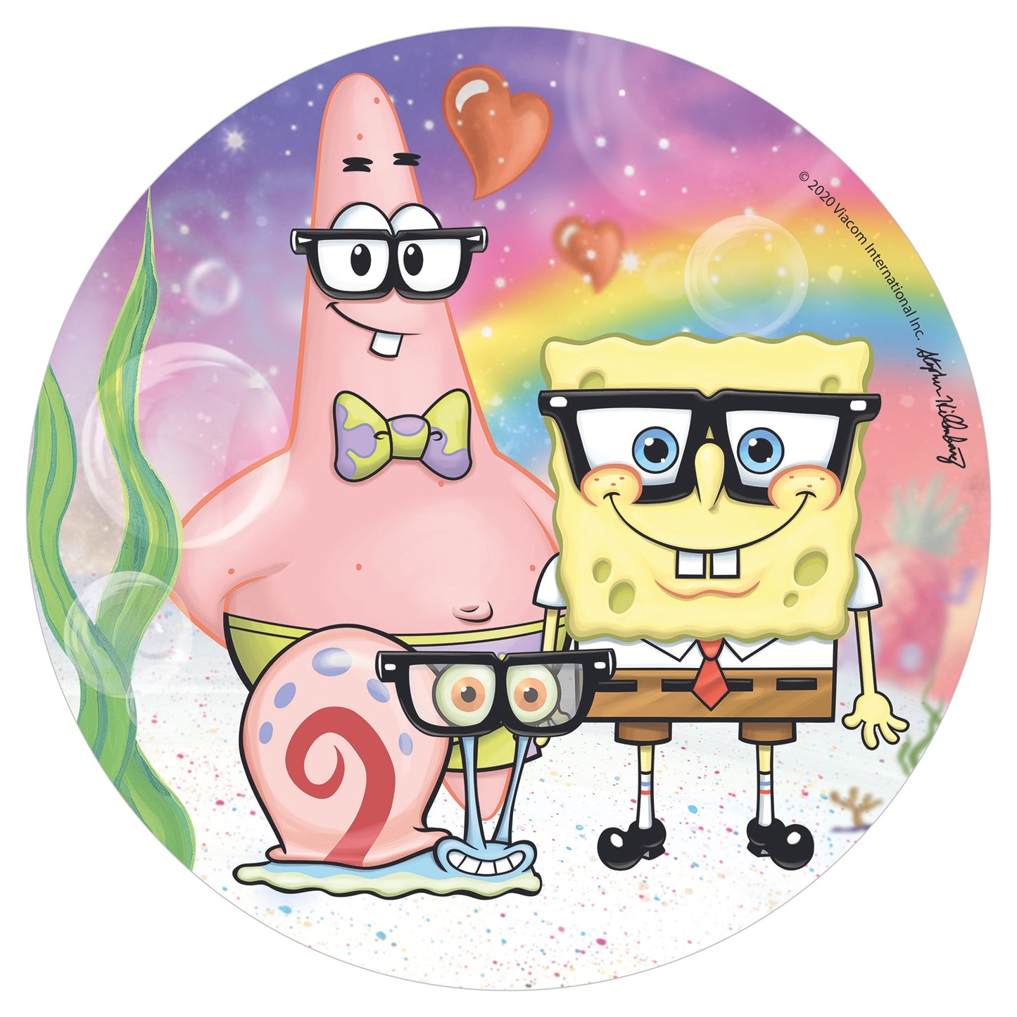 SPONGEBOB GLASSES WAFER DISC CAKE 20CM