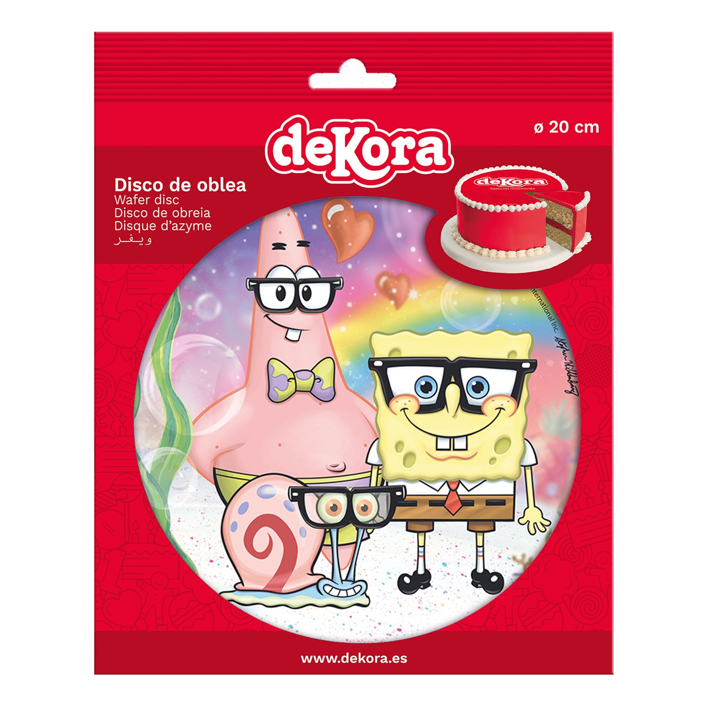 DISQUE EN AZYME POUR GÂTEAUX BOB L'ÉPONGE 20CM