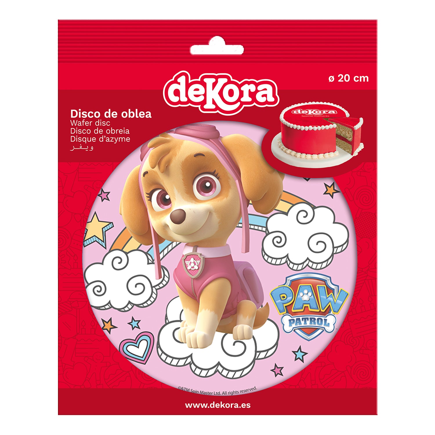 DISCO HÓSTIA DECORAR BOLOS SKYE PAW PATROL 20CM