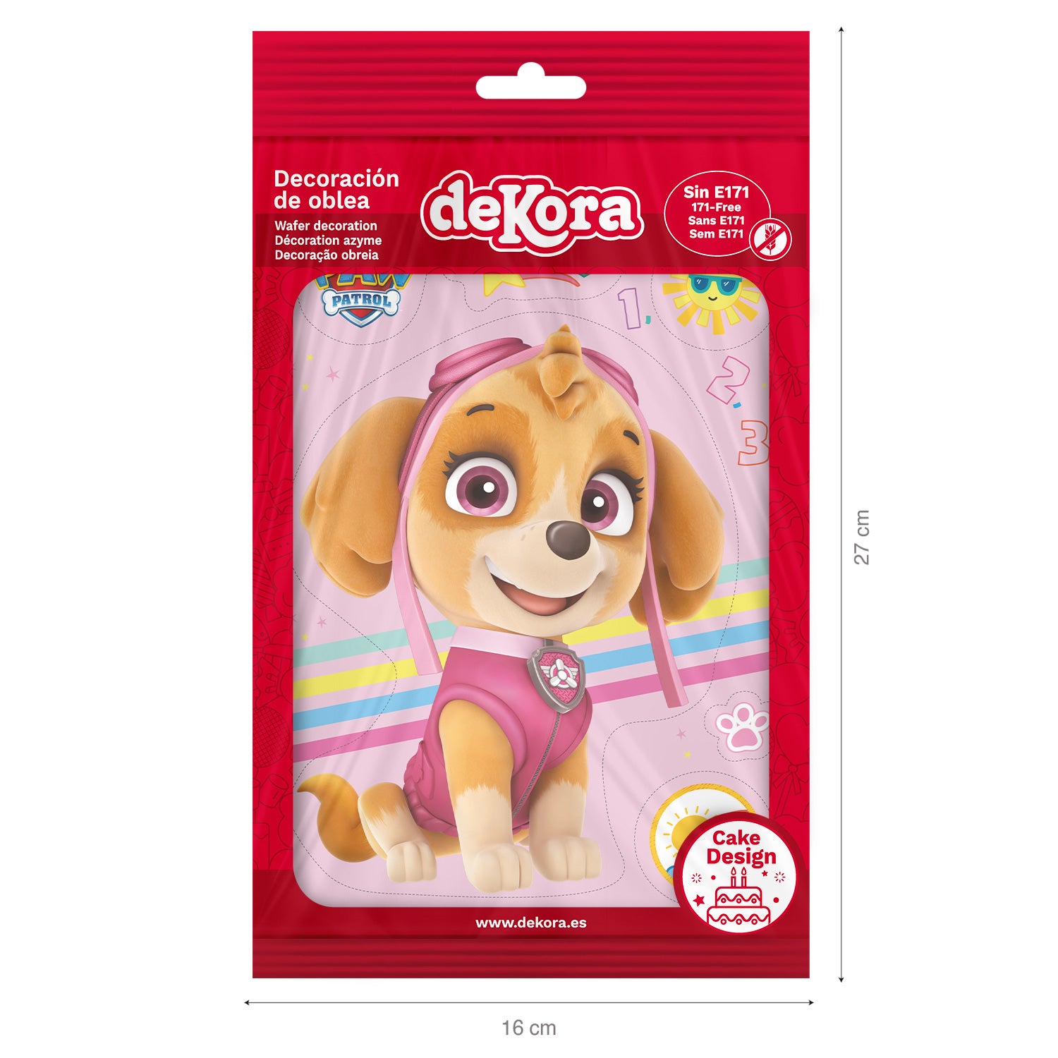 SILUETA OBLEA TARTA PAW PATROL SKYE 14,8X21CM A5